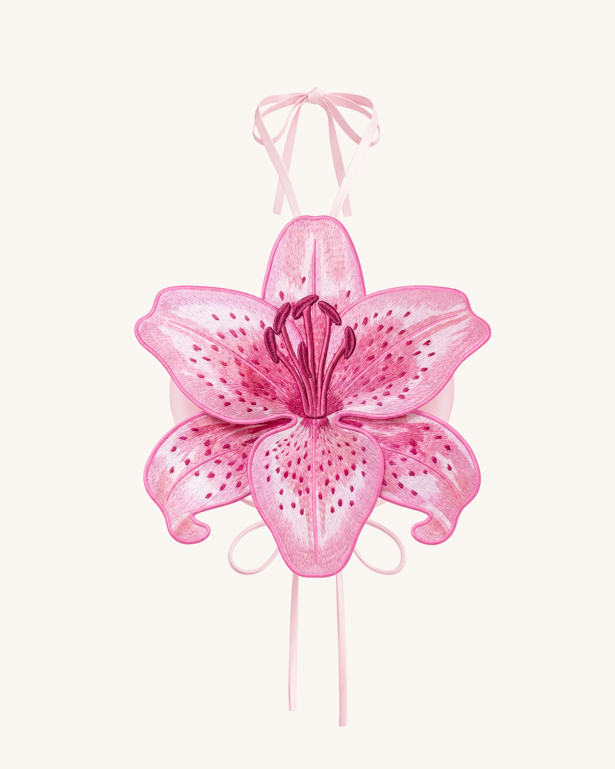 3D Lily Halter Crop Top - Pink - Image 2