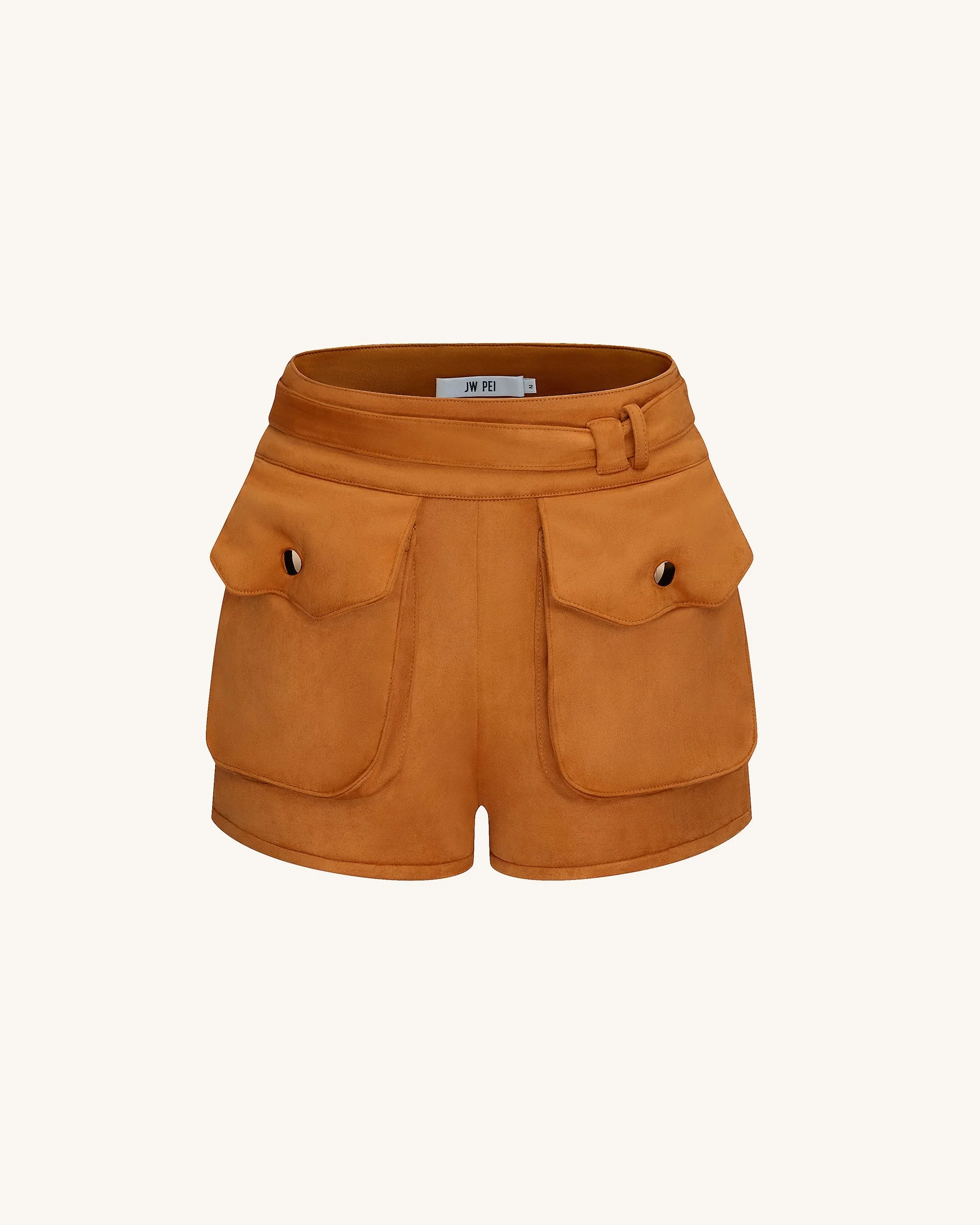 Abigail High-Waisted Utility Shorts - Brown - Image 2