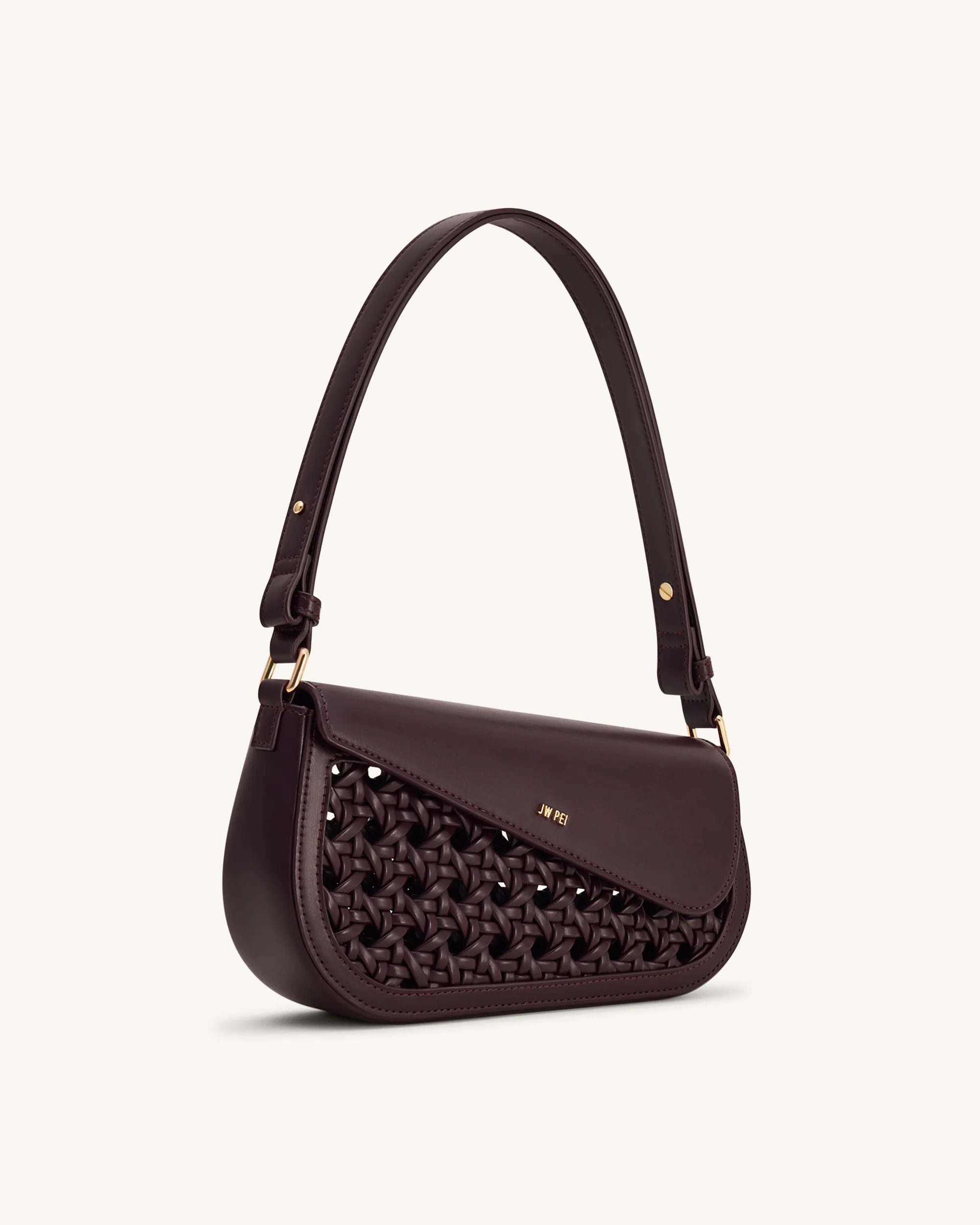 Addisyn Cutout Woven Shoulder Bag - Burgundy - Image 2