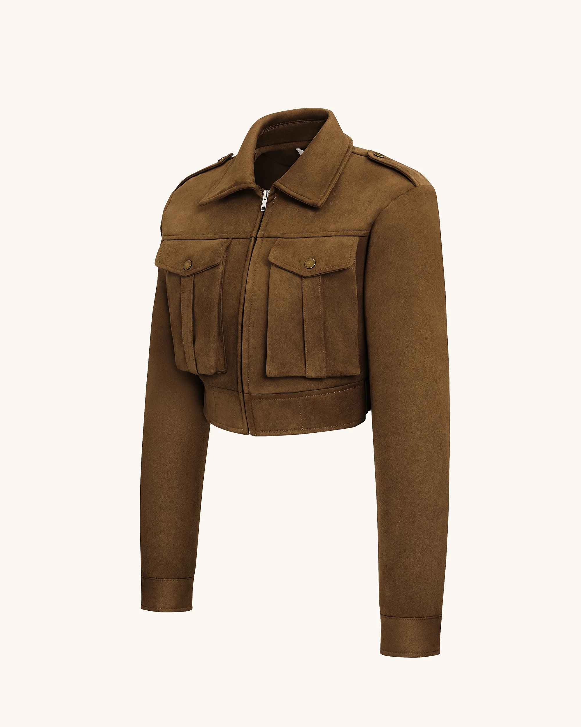 Adeline Faux Suede Jacket - Brown - Image 3