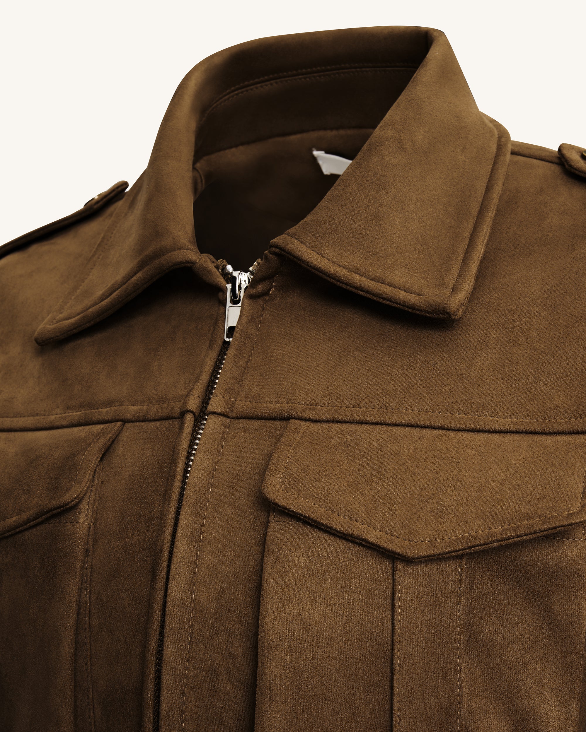 Adeline Faux Suede Jacket - Brown - Image 5