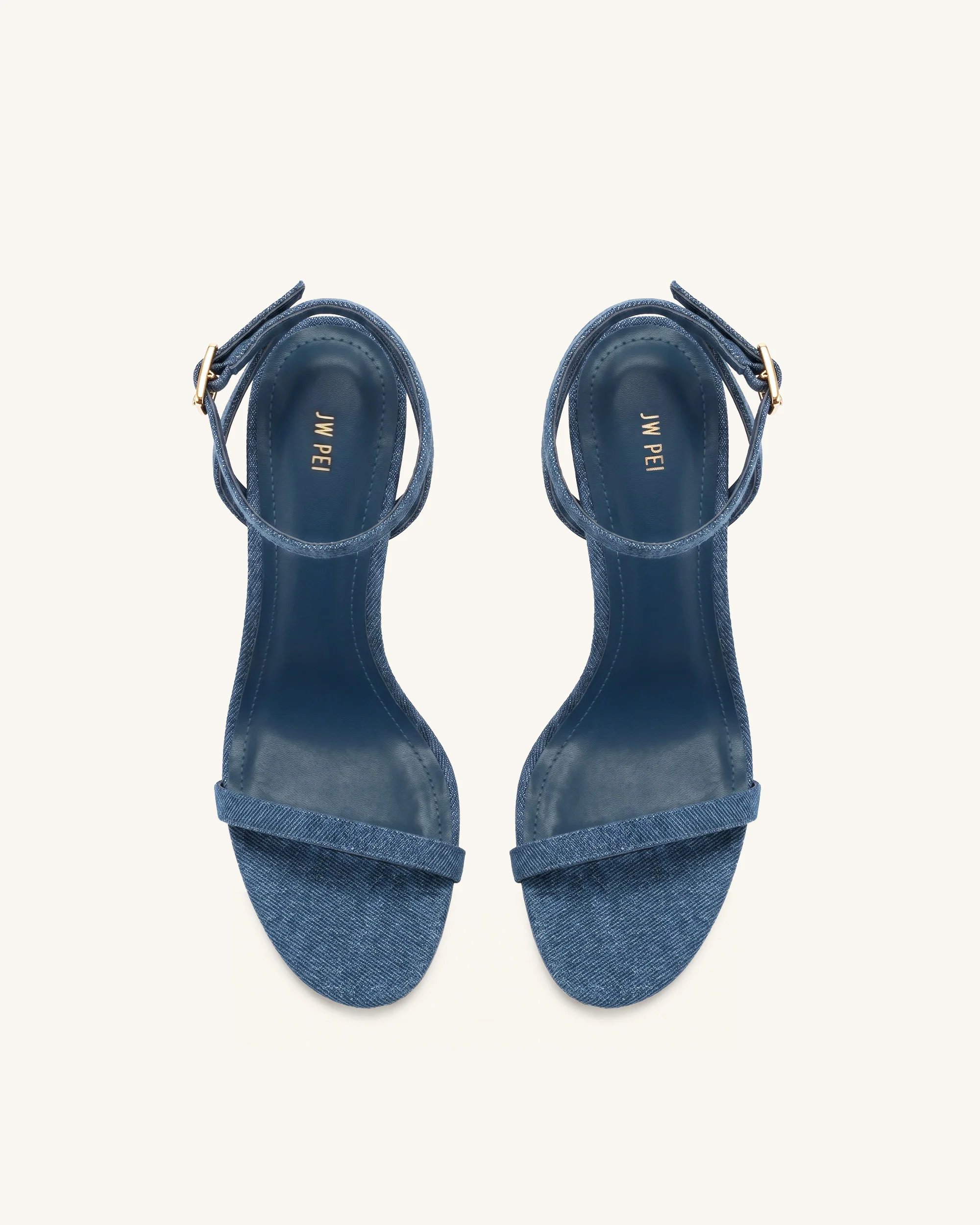 Alivia Gold Metal Heel Sandals - Denim Blue - Image 2