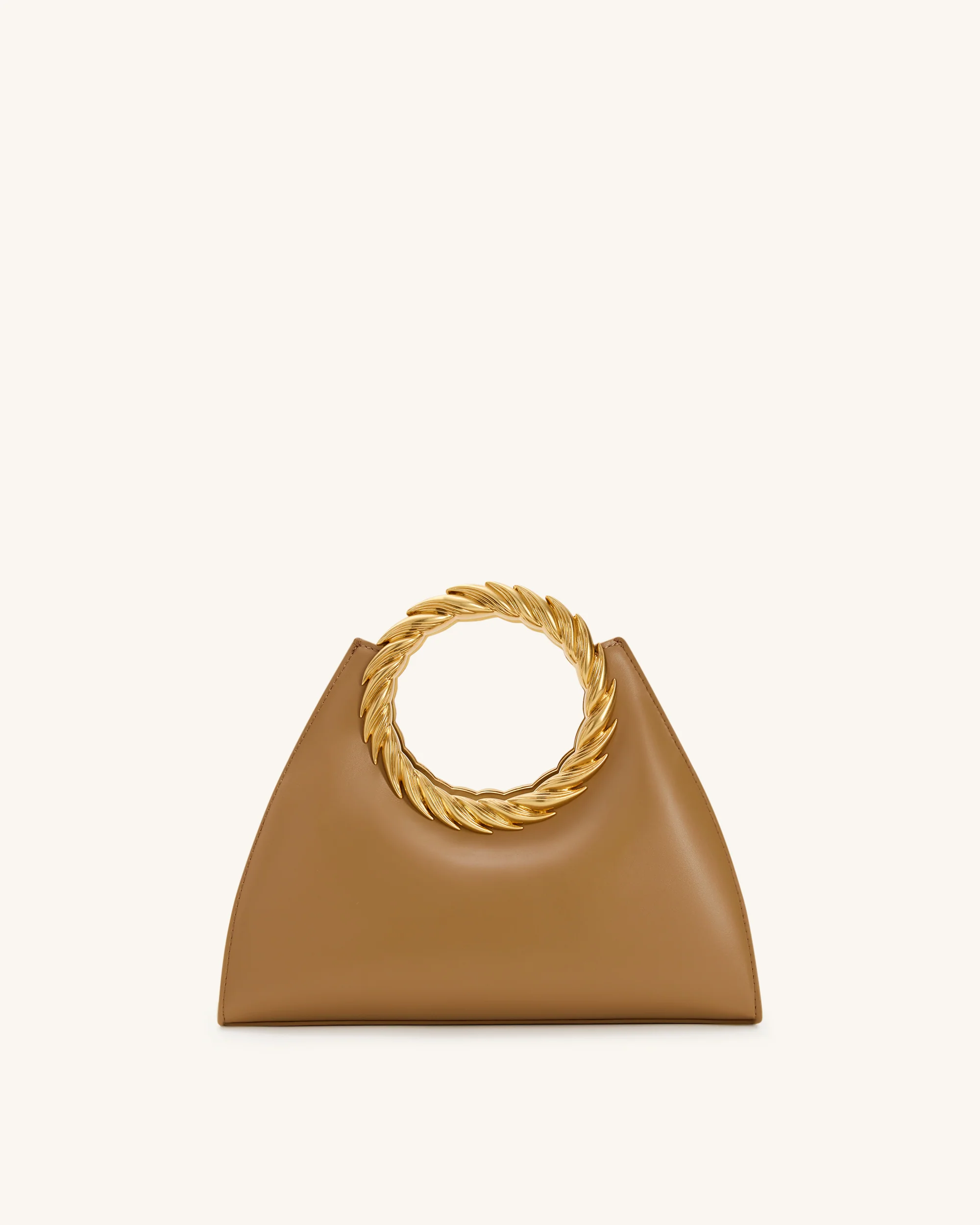 Amiya Leaf Handle Sculpture Bag - Brown - Image 3