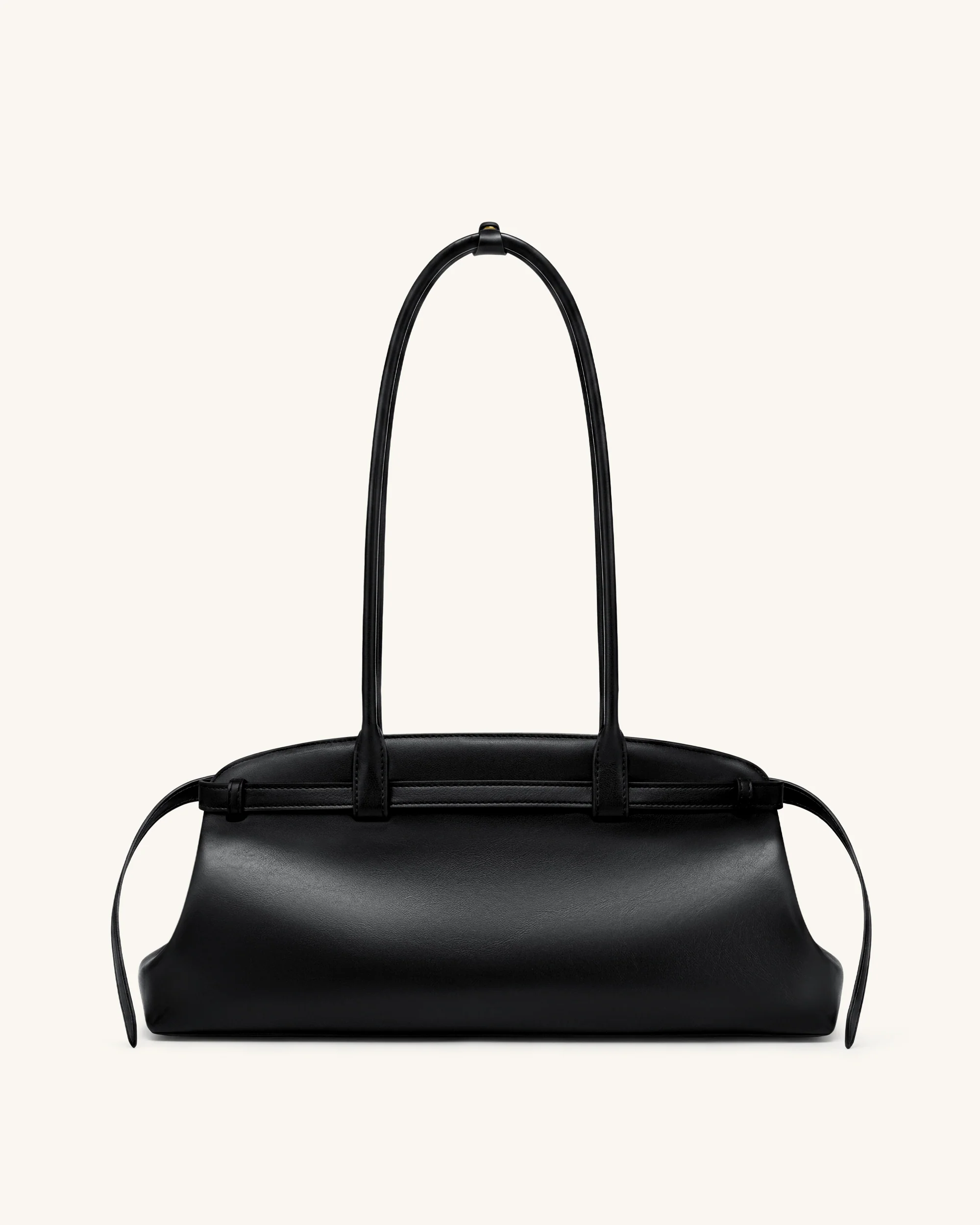 Arden Belt Detail East-West Shoulder Bag - Black - Image 3