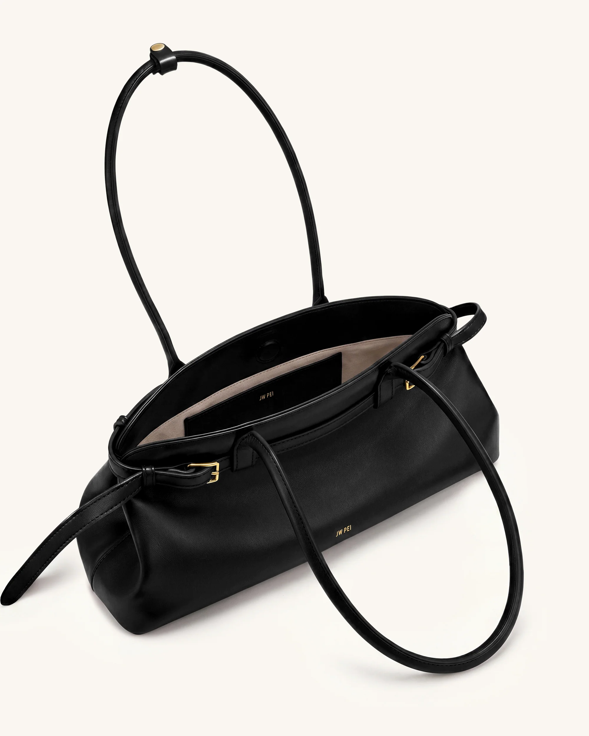 Arden Belt Detail East-West Shoulder Bag - Black - Image 4