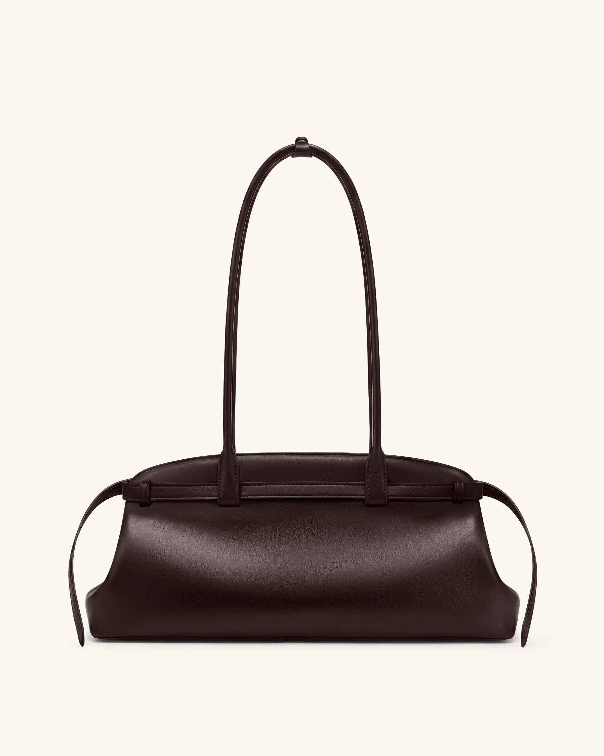 Arden Belt Detail East-West Shoulder Bag - Dark Brown - Image 3