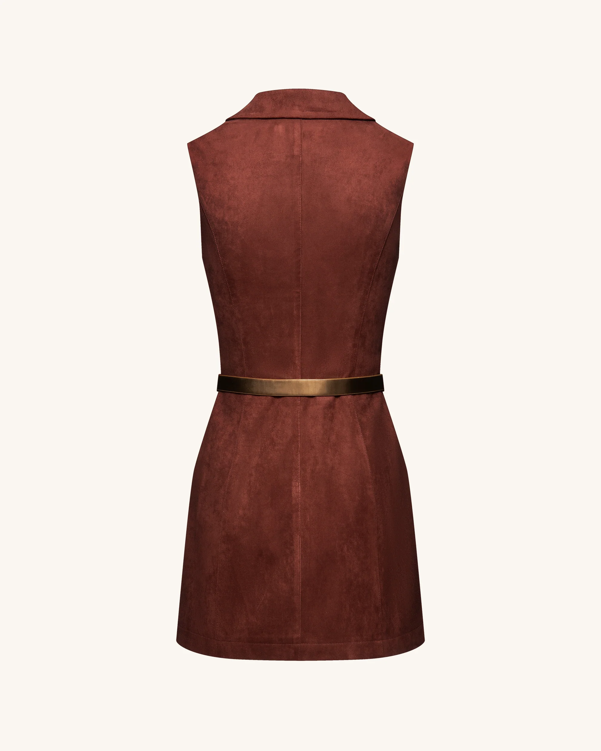 Ariana Sleeveless Suedes Mini Dress - Burgundy - Image 5