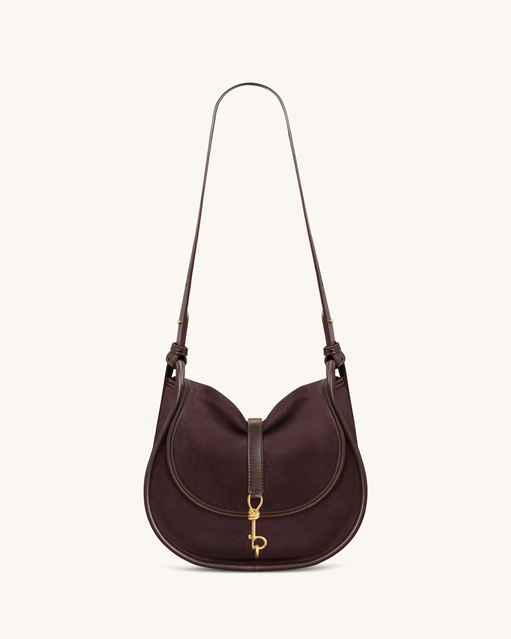 Arla Small Faux Suede Hobo Bag - Chocolate - Image 2