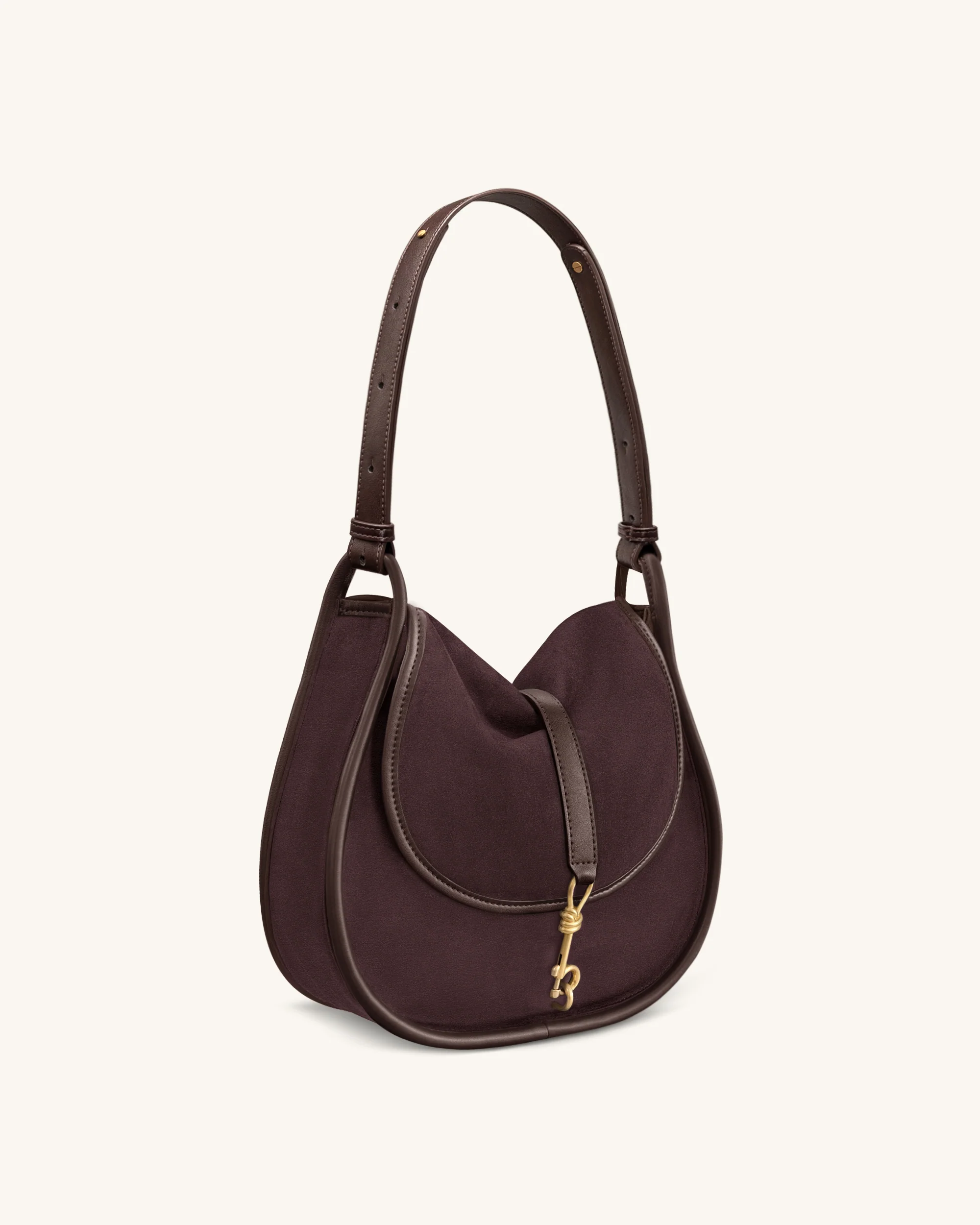 Arla Small Faux Suede Hobo Bag - Chocolate - Image 3