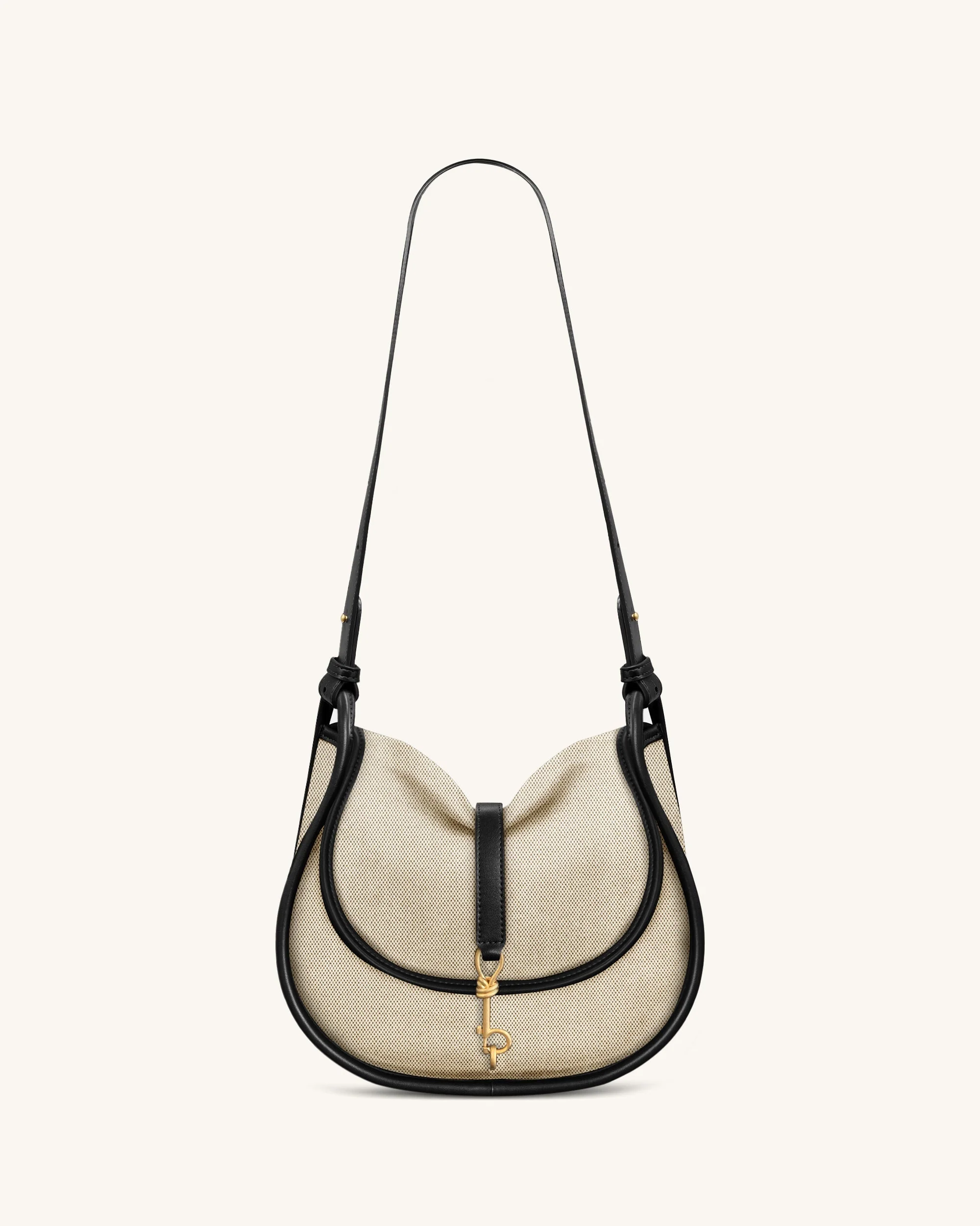 Arla Small Hobo Bag - Black Canvas - Image 2