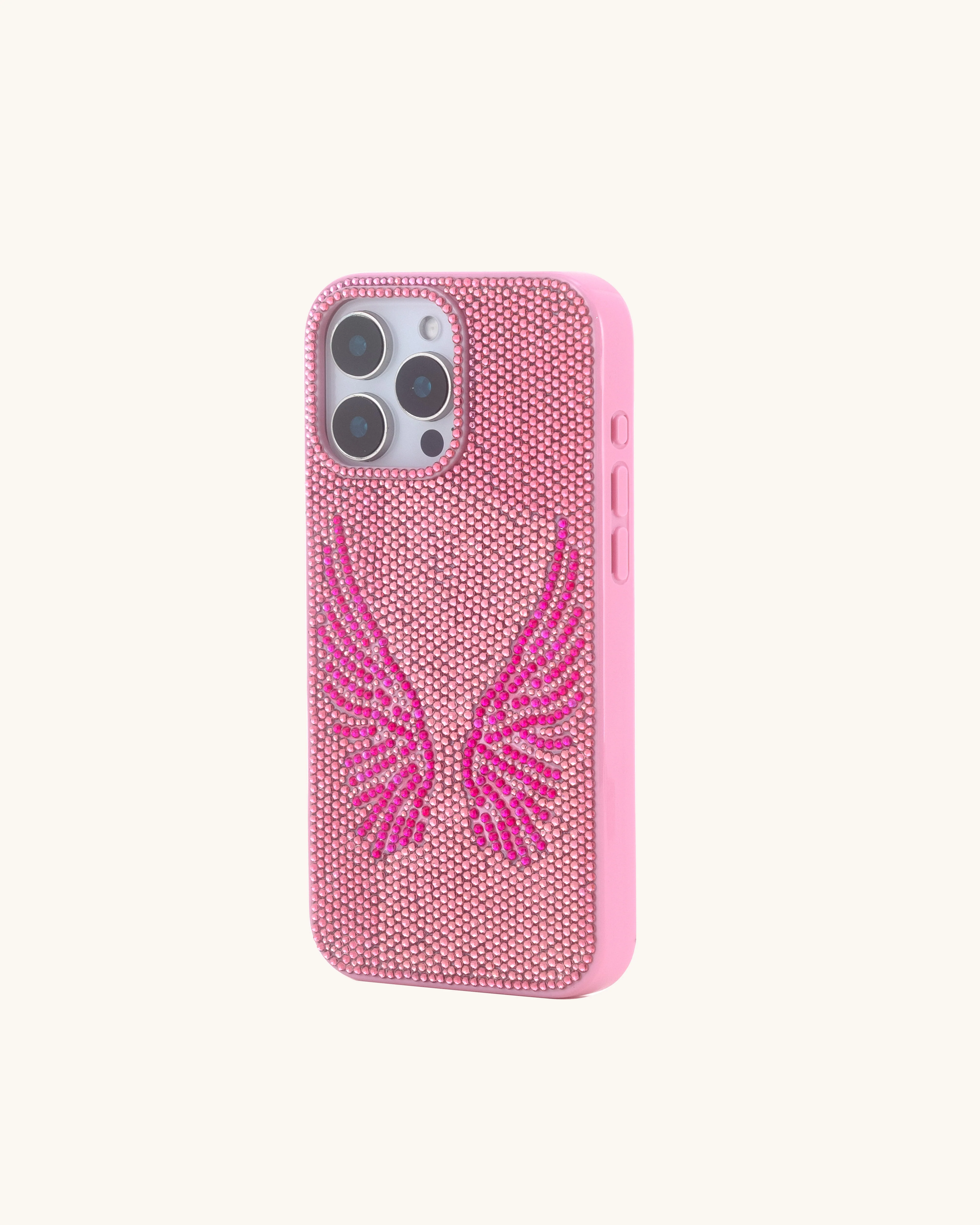 Artificial Crystal Angel Wings Phone Case - Pink - Image 3