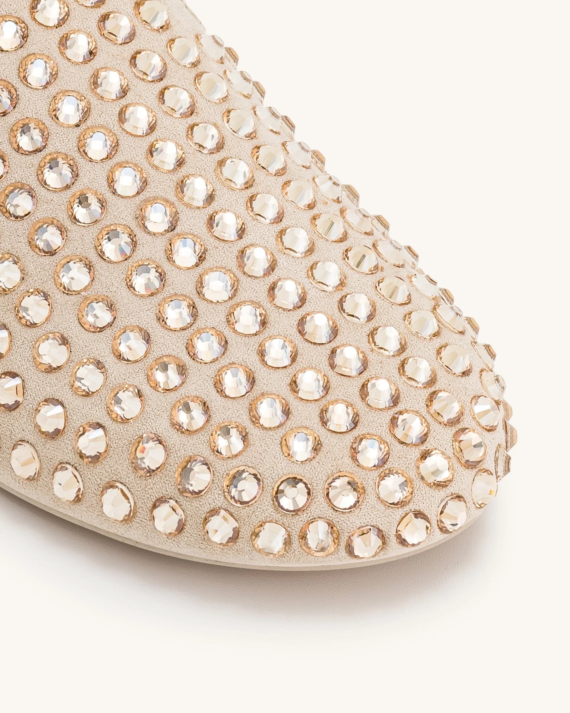 Athena Artificial Crystal Flat Mules - Beige - Image 4