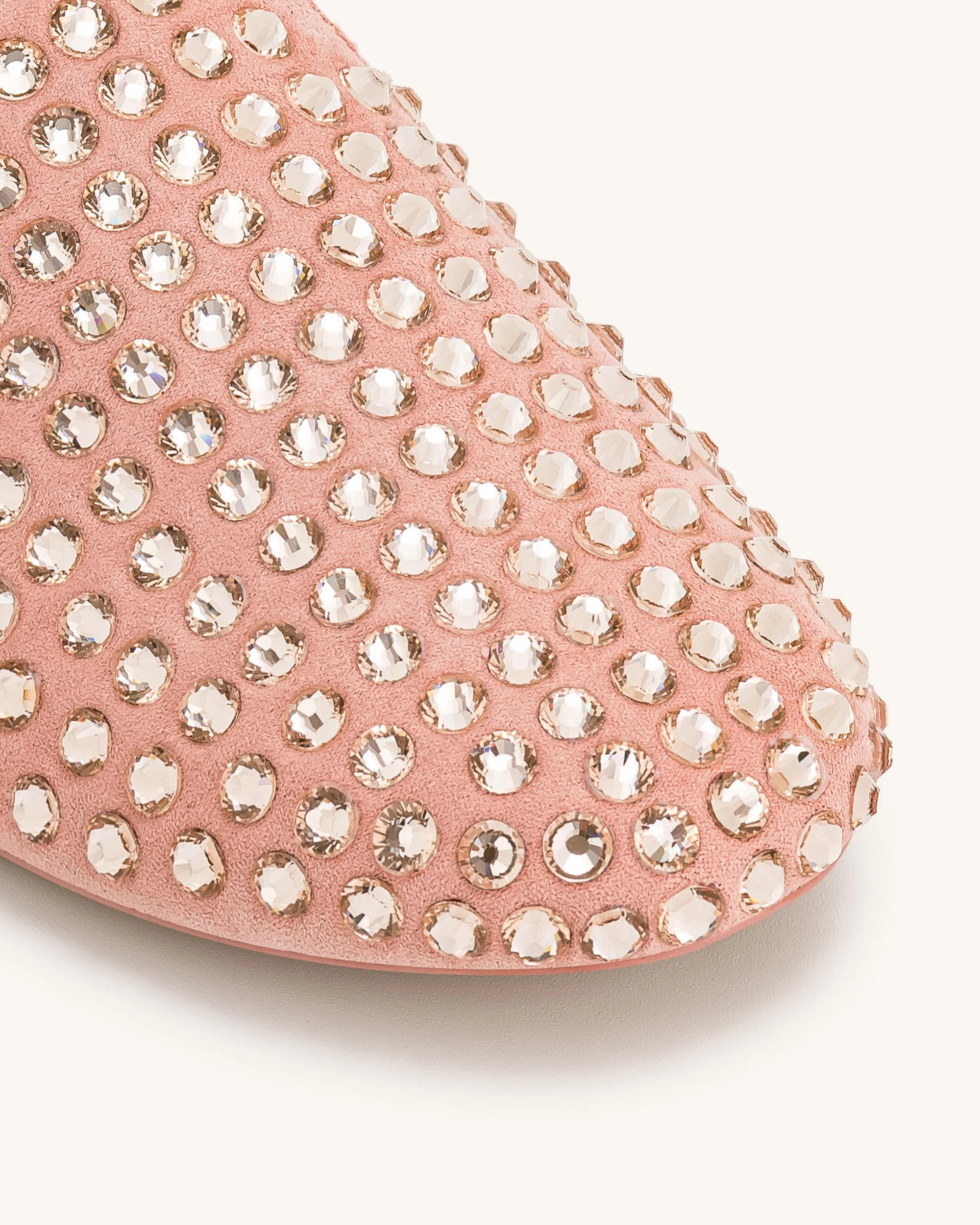 Athena Artificial Crystal Flat Mules - Pink Beige - Image 4