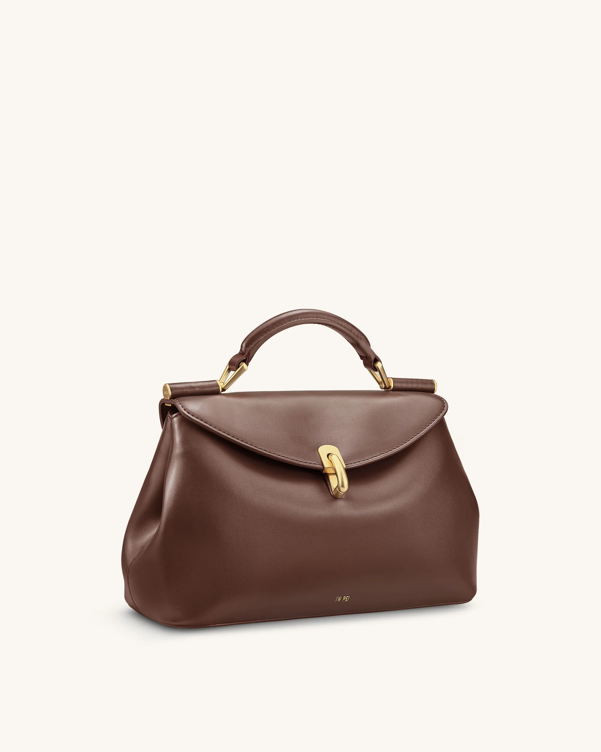 Audrey Flap Lock Top Handle Bag - Brown - Image 2
