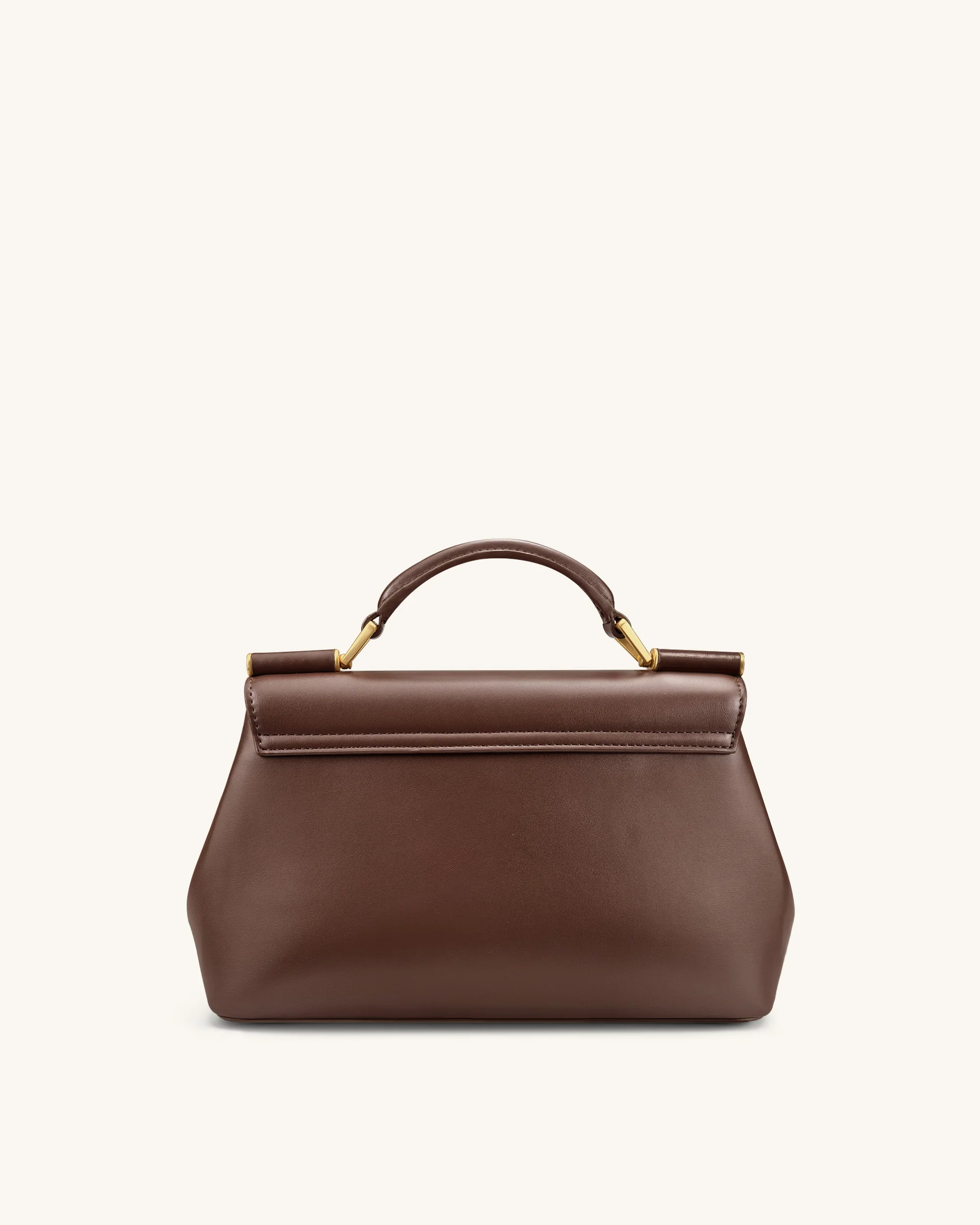 Audrey Flap Lock Top Handle Bag - Brown - Image 3