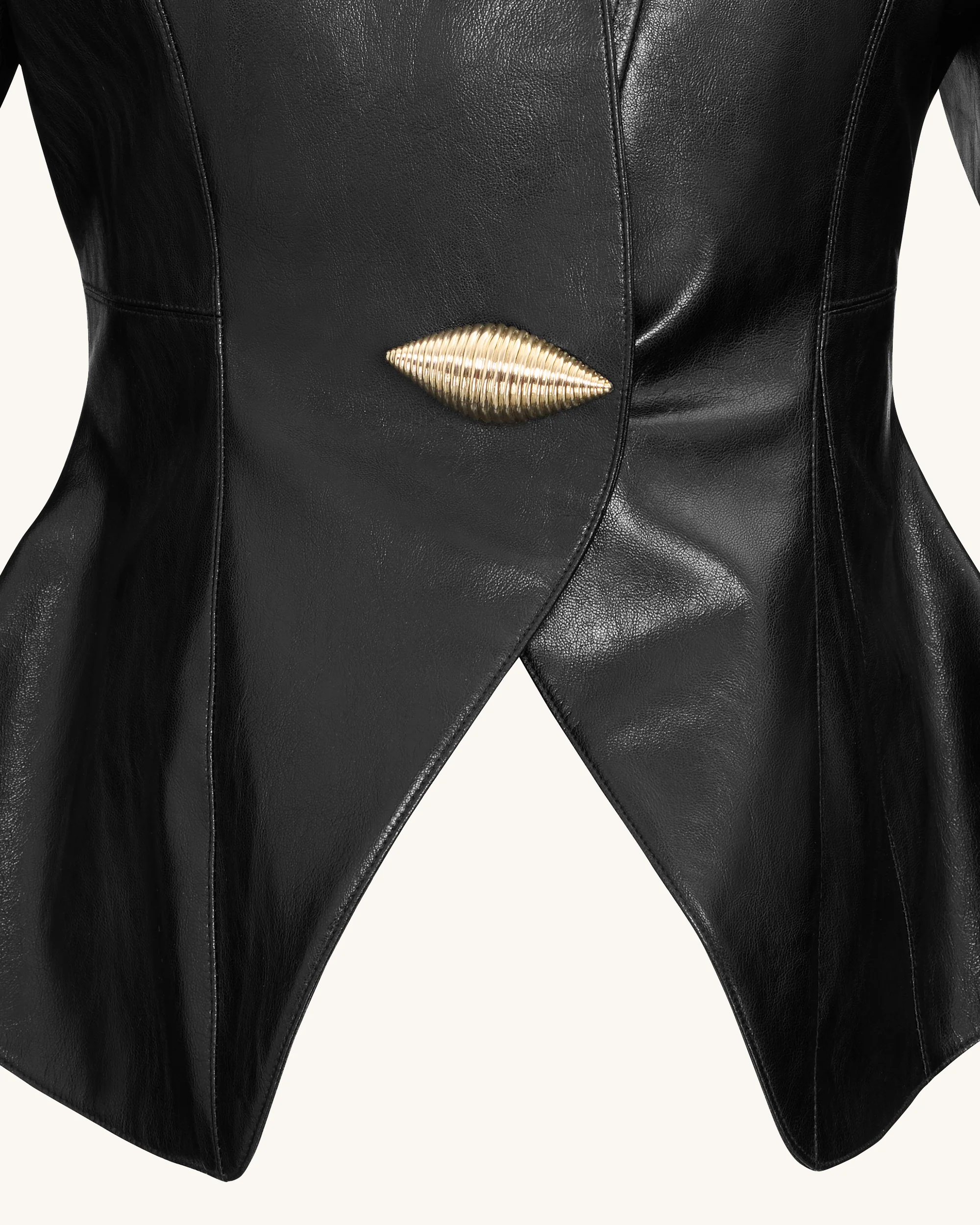Autumn Metallic Conch PU Jacket - Black - Image 5