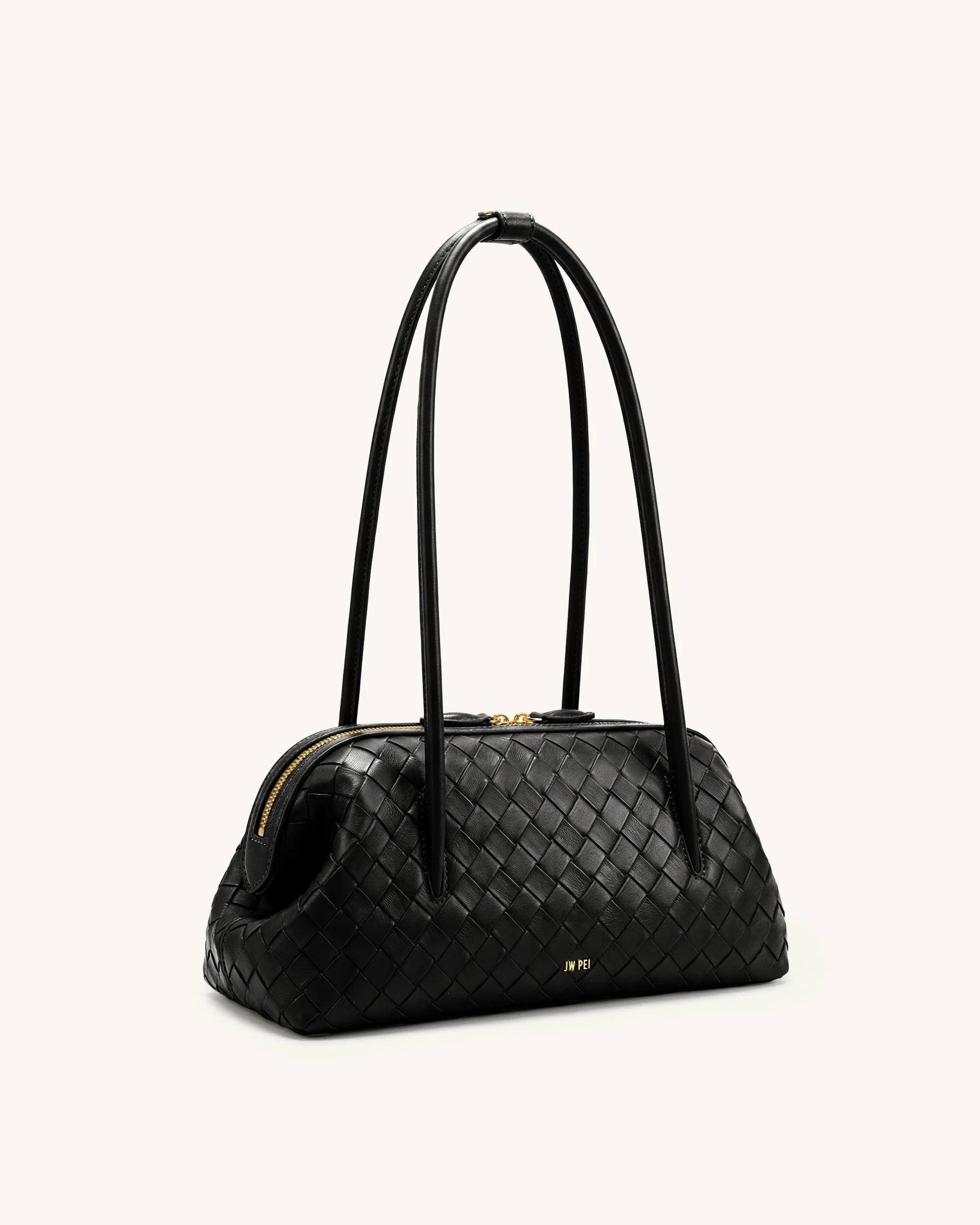 Aveline Woven Textured Shoulder Bag - Black - Image 2