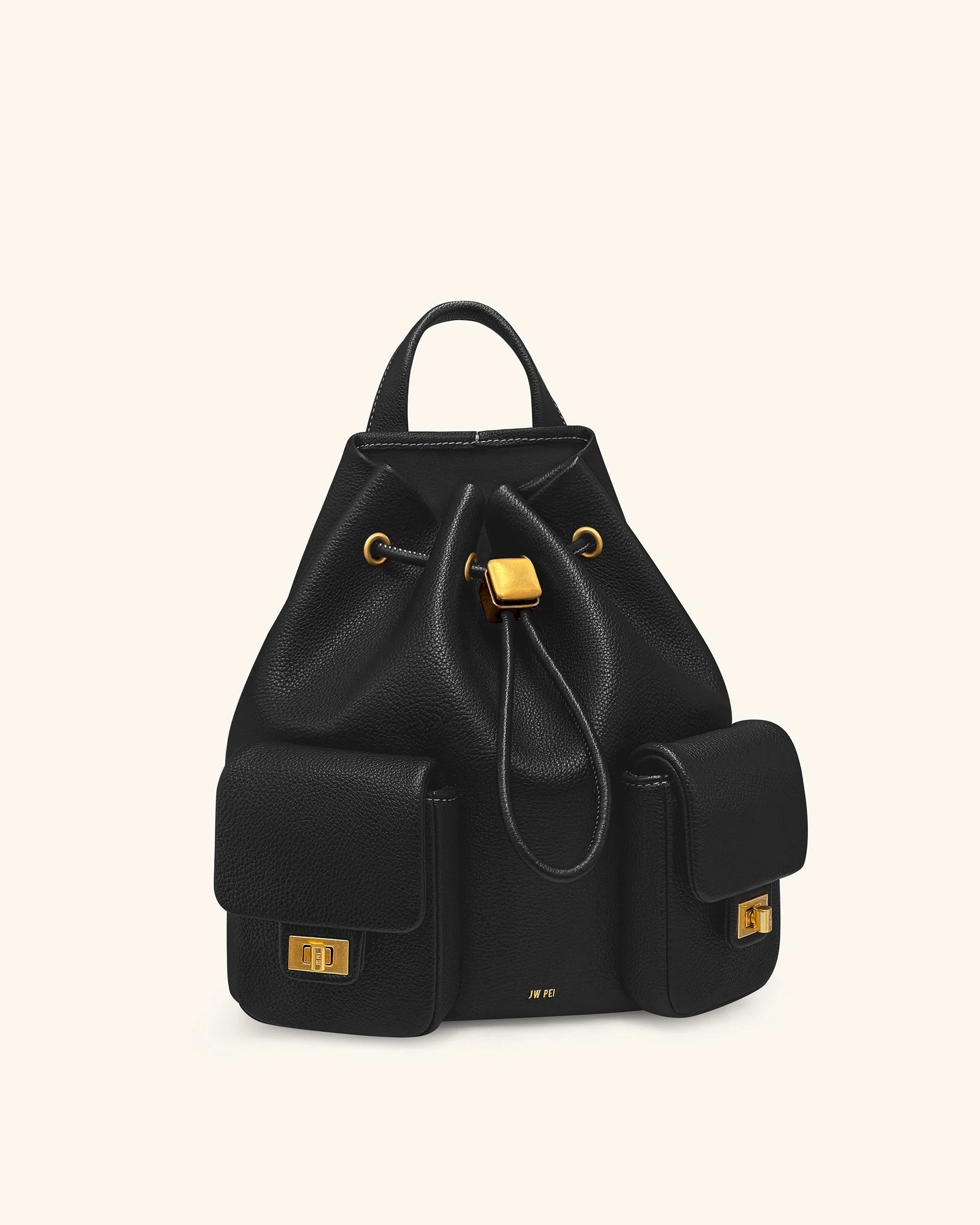 Avery Pebbled Drawstring Utility Backpack – Black - Image 2