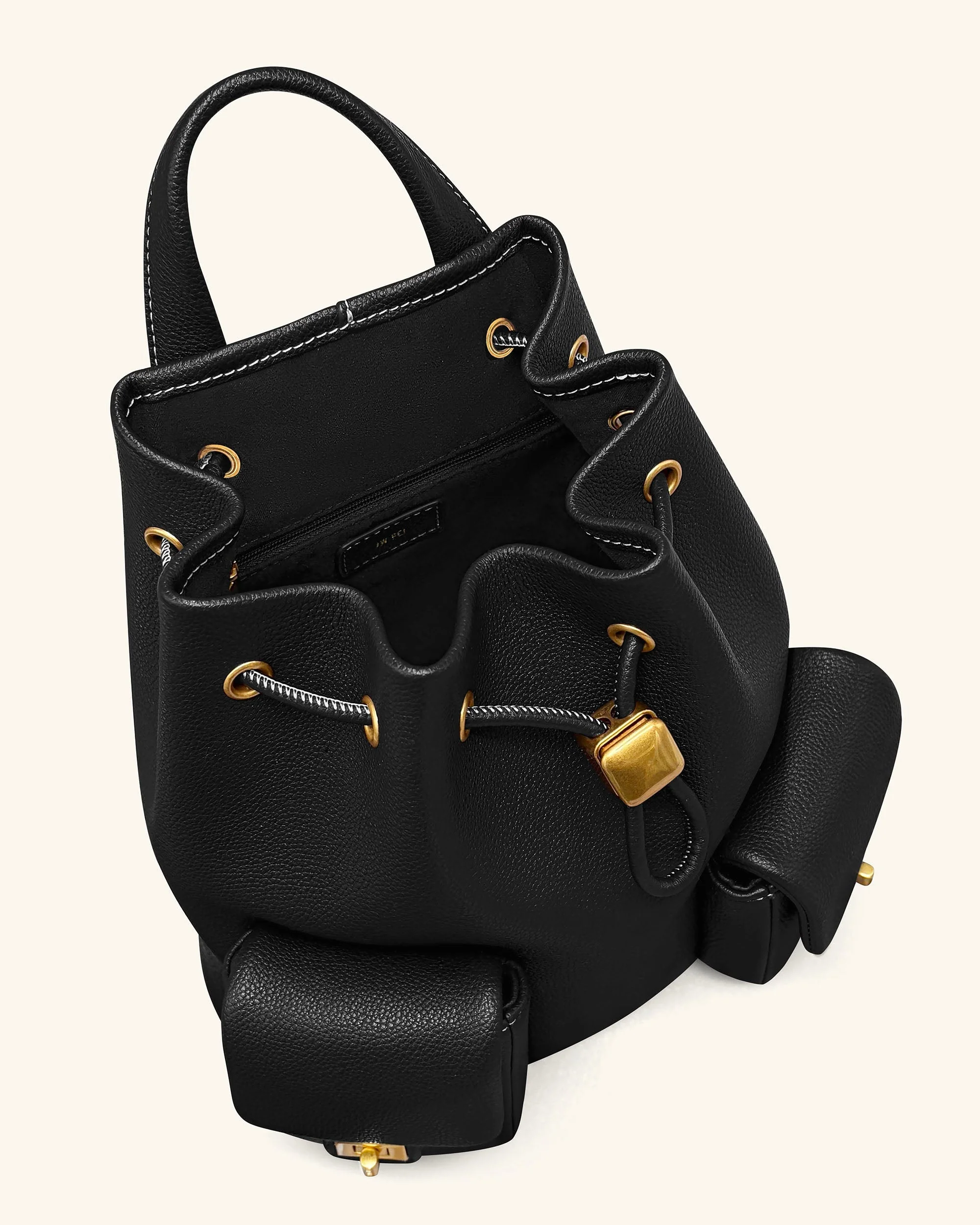 Avery Pebbled Drawstring Utility Backpack – Black - Image 5