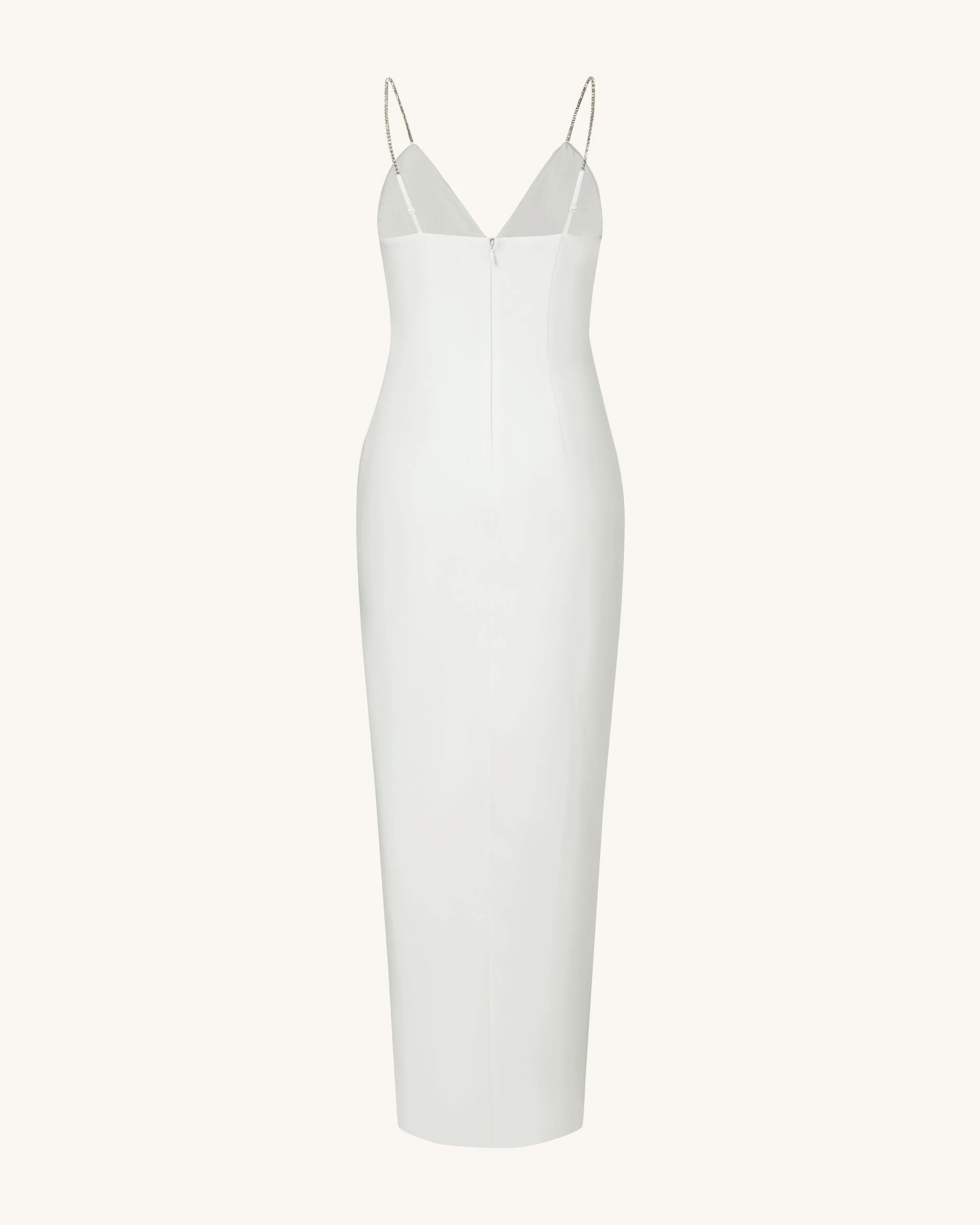 Ayliua Sweetheart-Neckline Rhinestones Embellished White Long Dress - White - Image 4