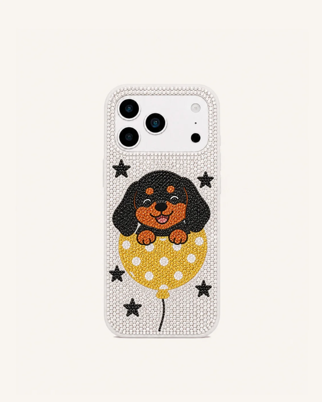Balloon Puppy Artificial Crystal Phone Case - White