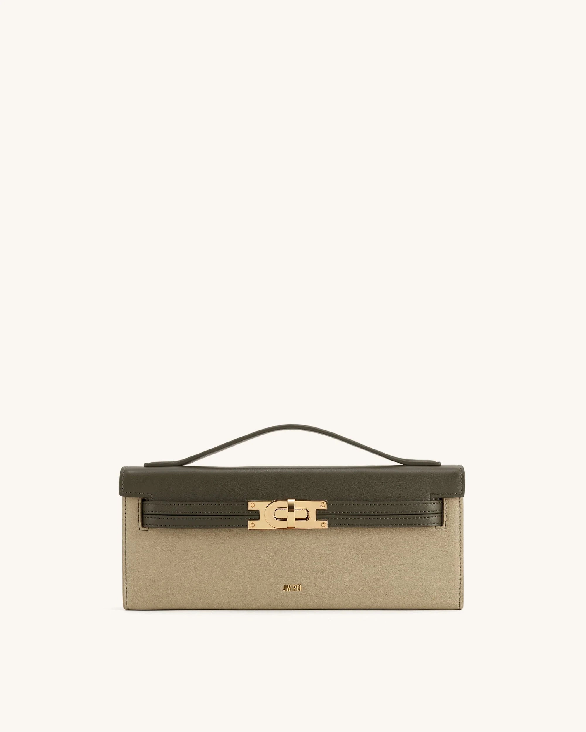 Bria Faux Suede Structured Top Handle Bag - Dark Olive