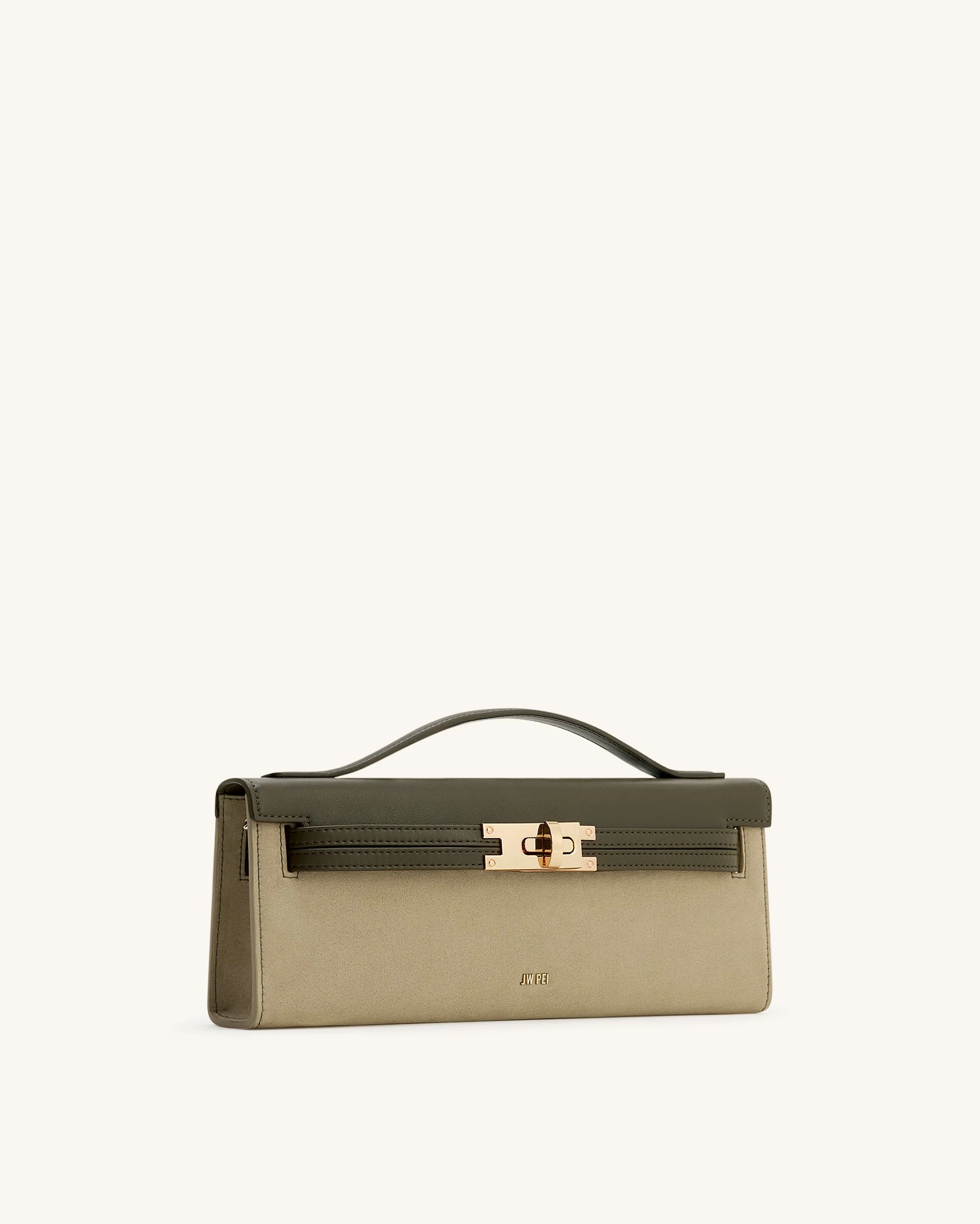 Bria Faux Suede Structured Top Handle Bag - Dark Olive - Image 2