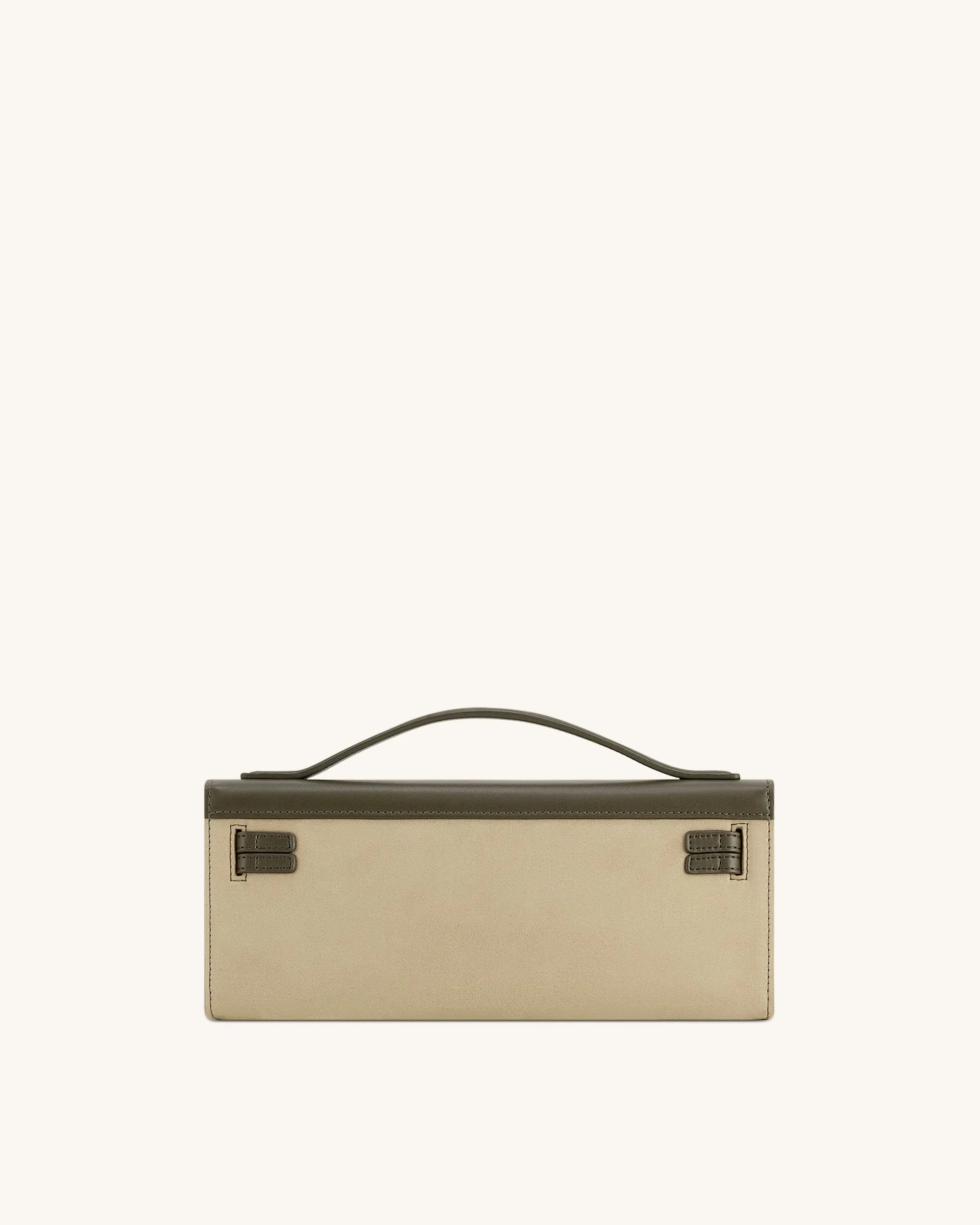 Bria Faux Suede Structured Top Handle Bag - Dark Olive - Image 3