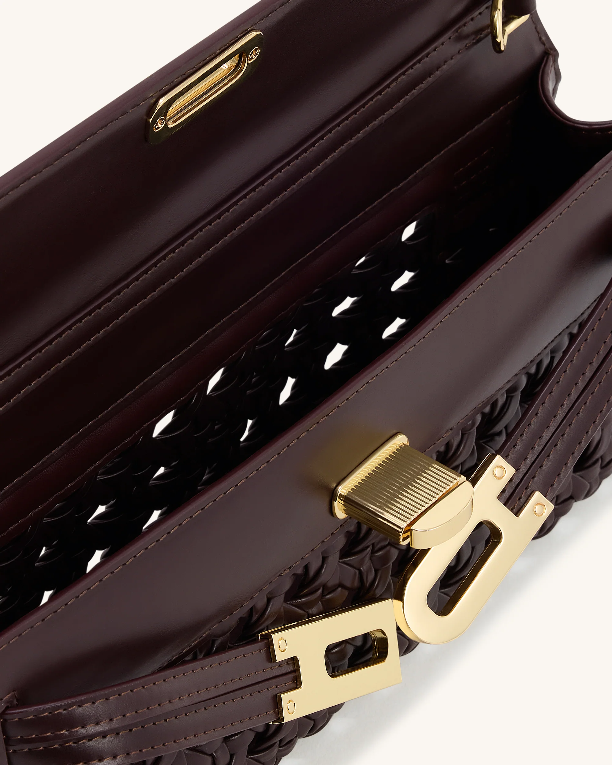 Bria Structured Top Handle Bag - Dark Red - Image 4
