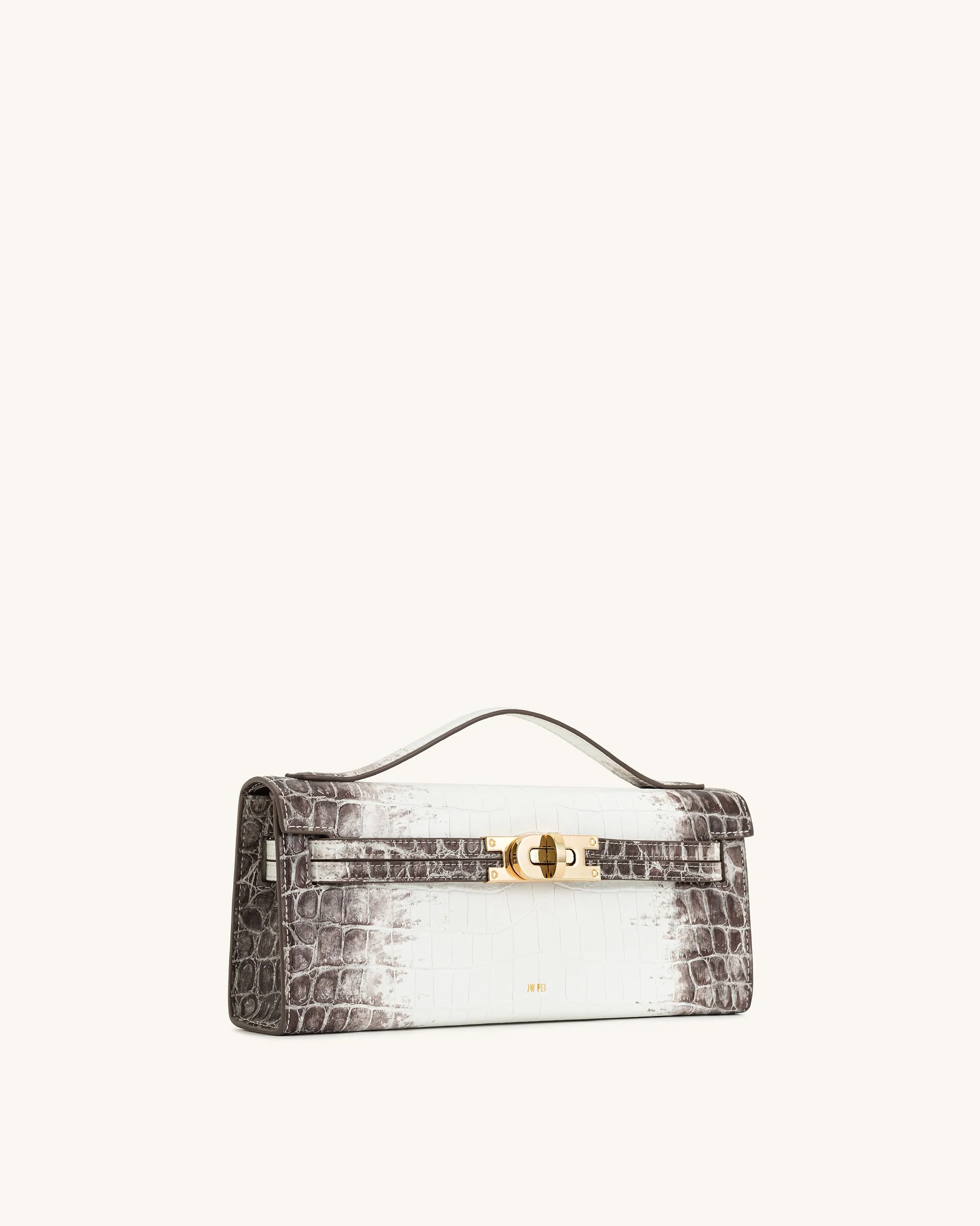 Bria Structured Top Handle Bag - White Croc - Image 3