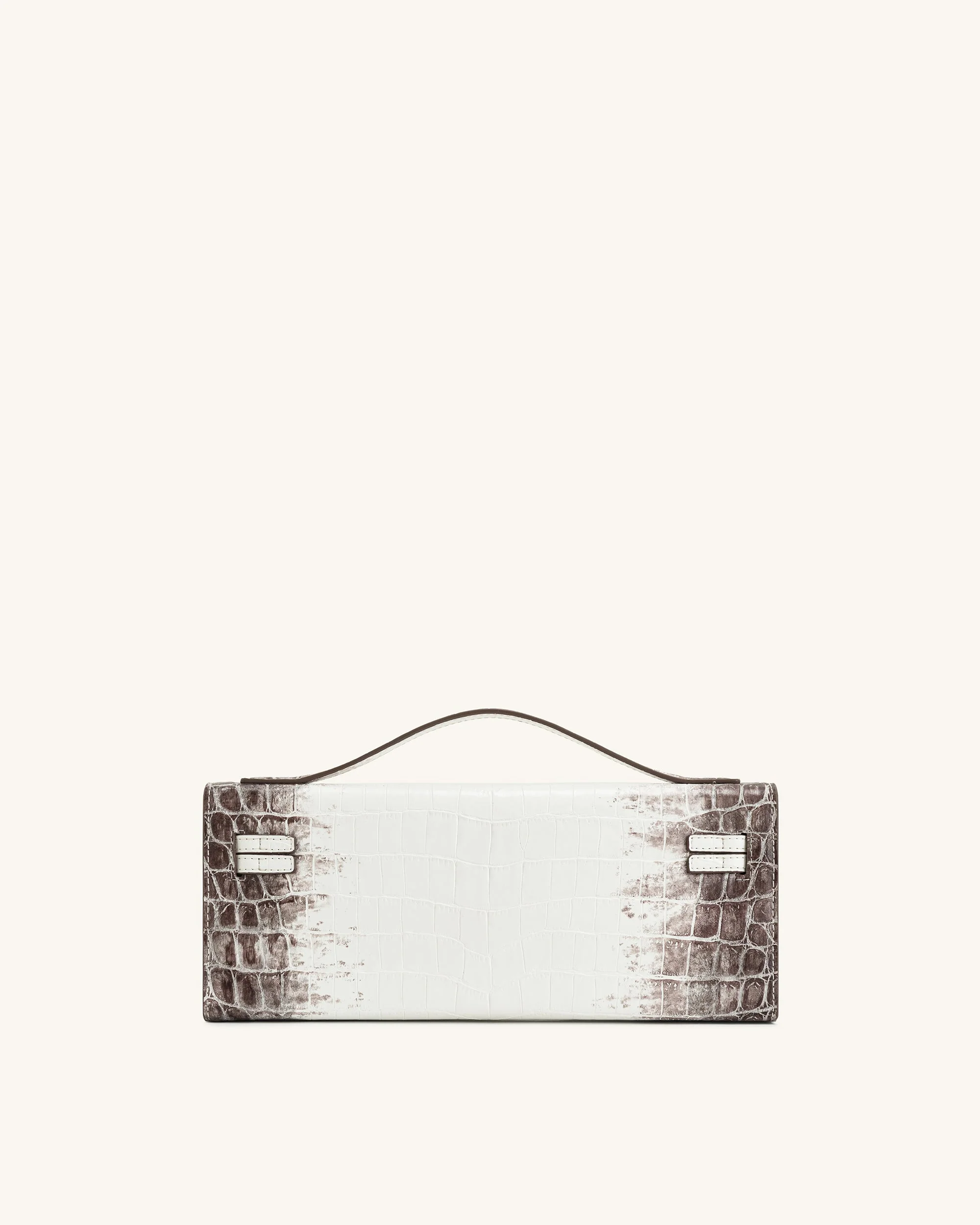 Bria Structured Top Handle Bag - White Croc - Image 4