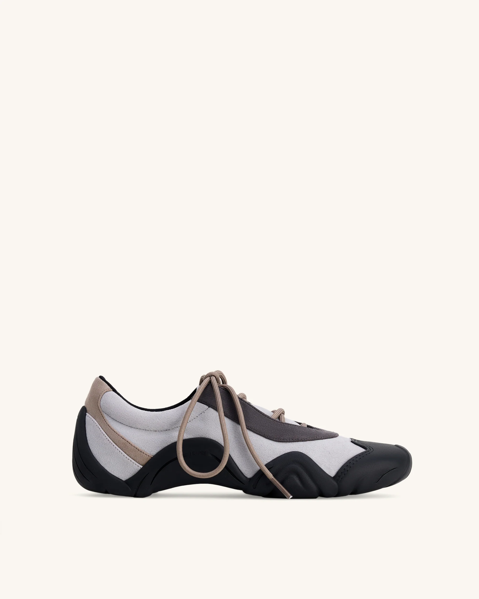 Caitlin Faux Suede Lace-up Ballerina Sneakers - Grey Mix