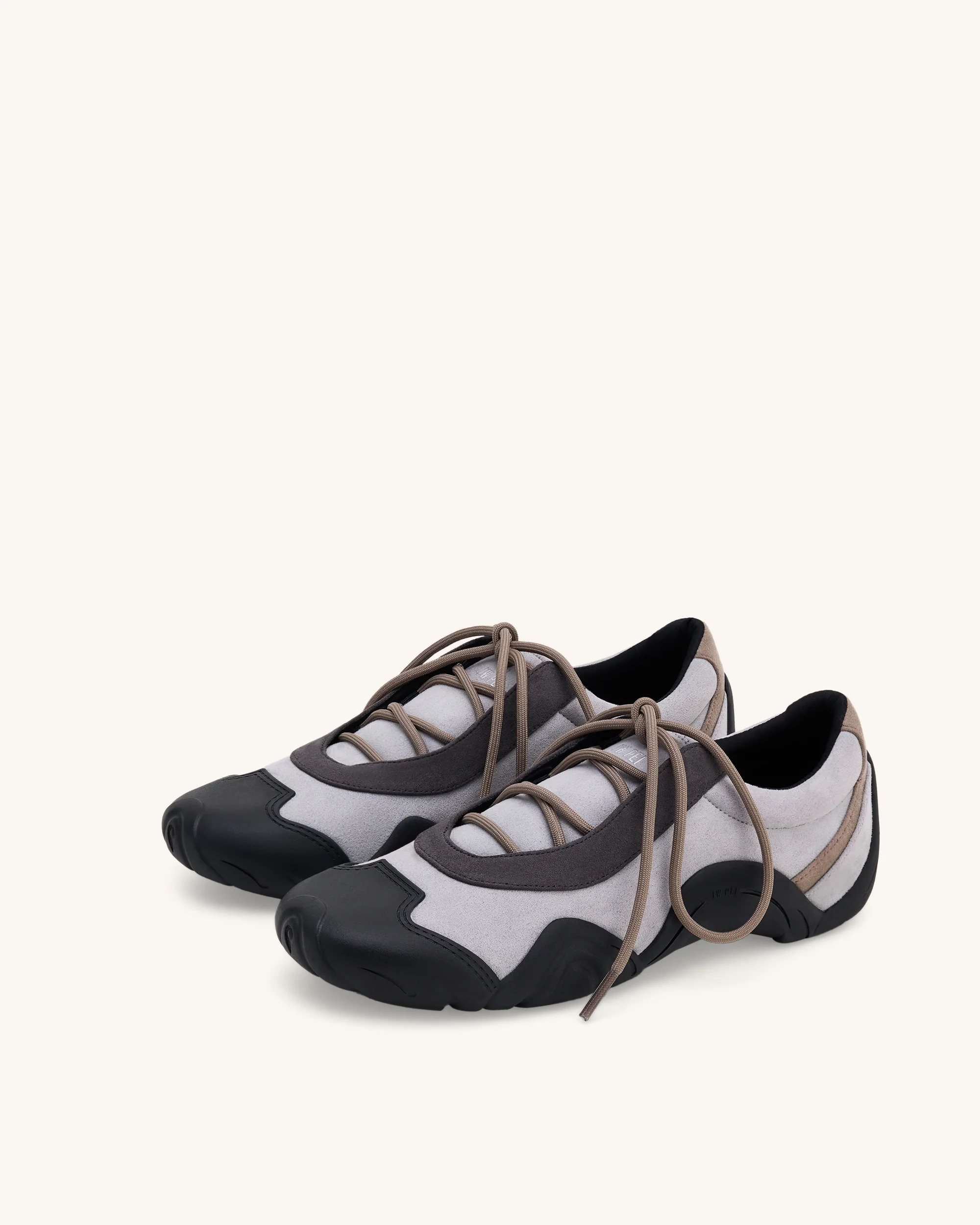 Caitlin Faux Suede Lace-up Ballerina Sneakers - Grey Mix - Image 2