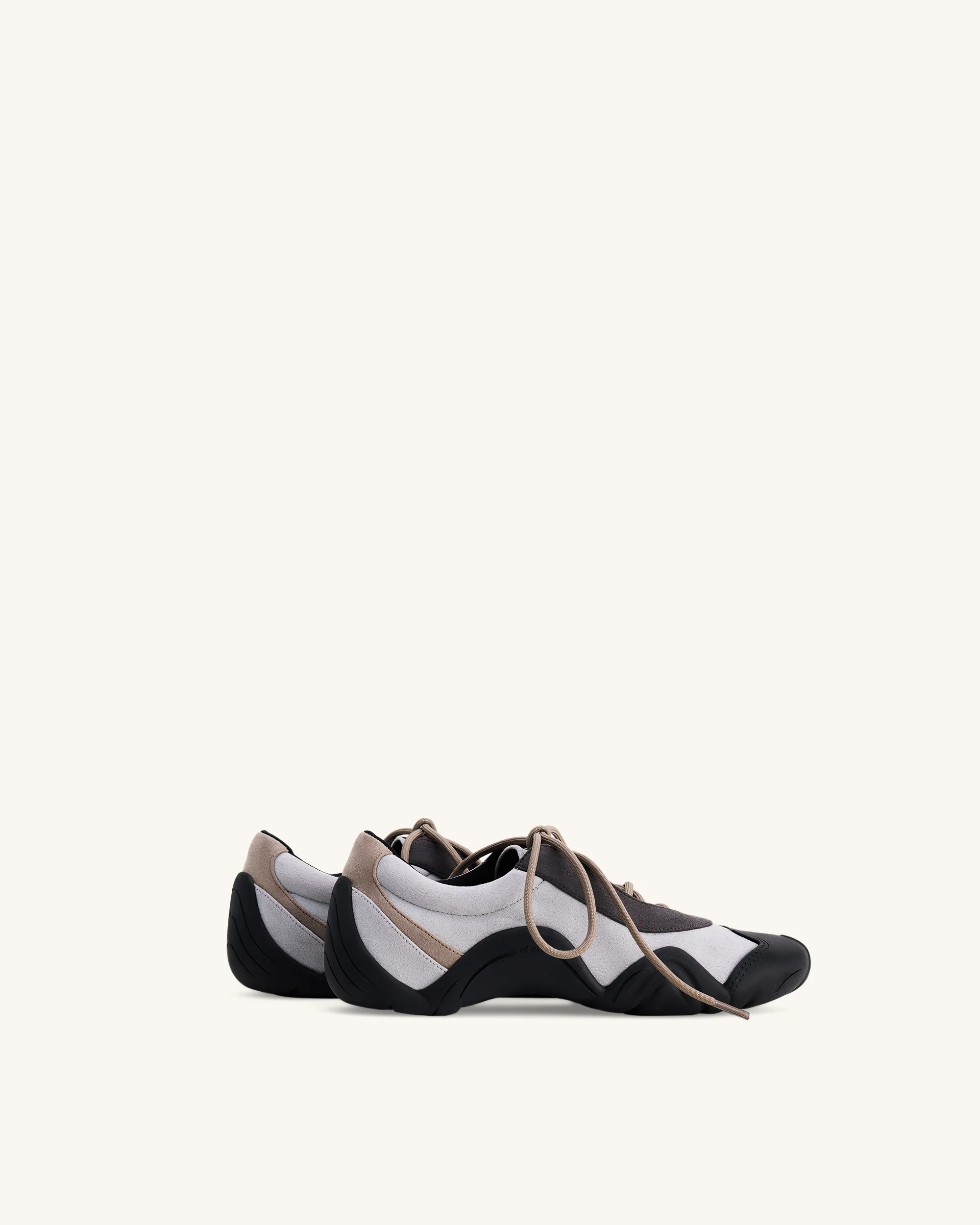 Caitlin Faux Suede Lace-up Ballerina Sneakers - Grey Mix - Image 4