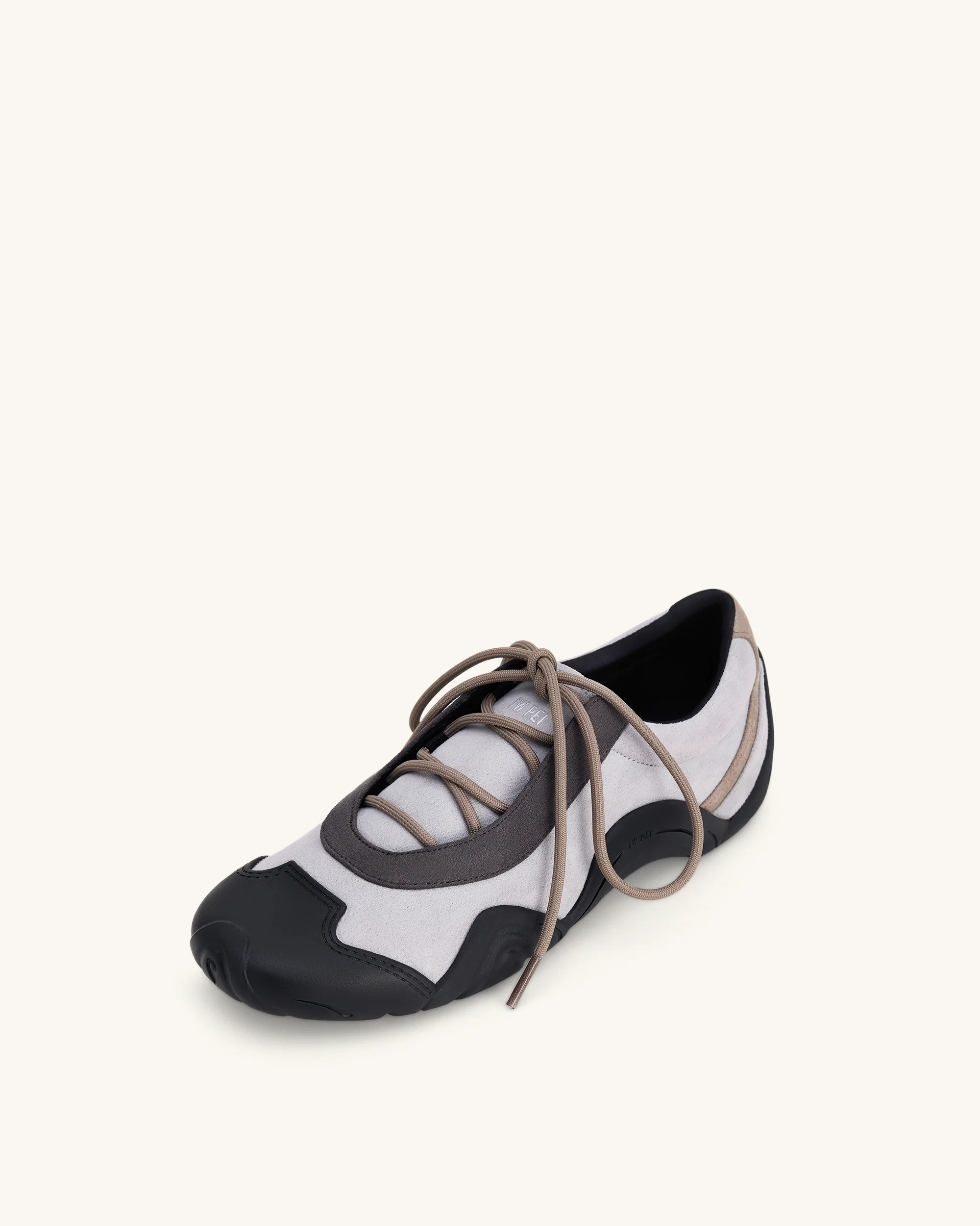 Caitlin Faux Suede Lace-up Ballerina Sneakers - Grey Mix - Image 5