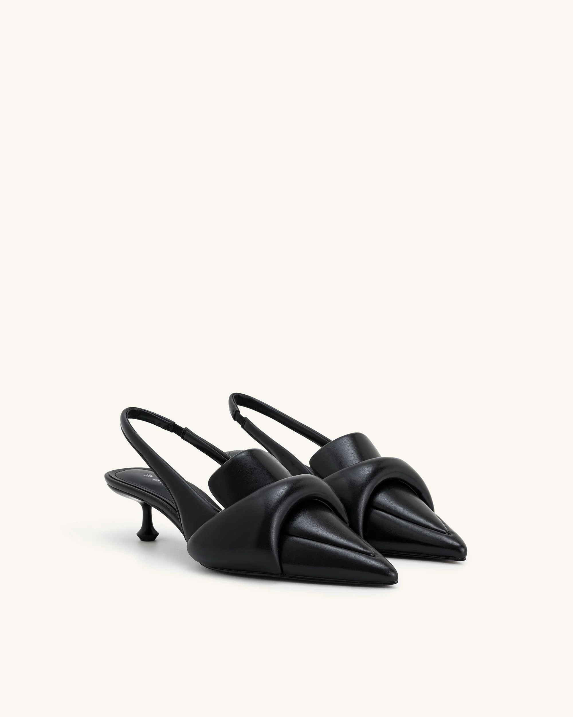 Carla Soft Padded Kitten Heel Pumps - Black - Image 3