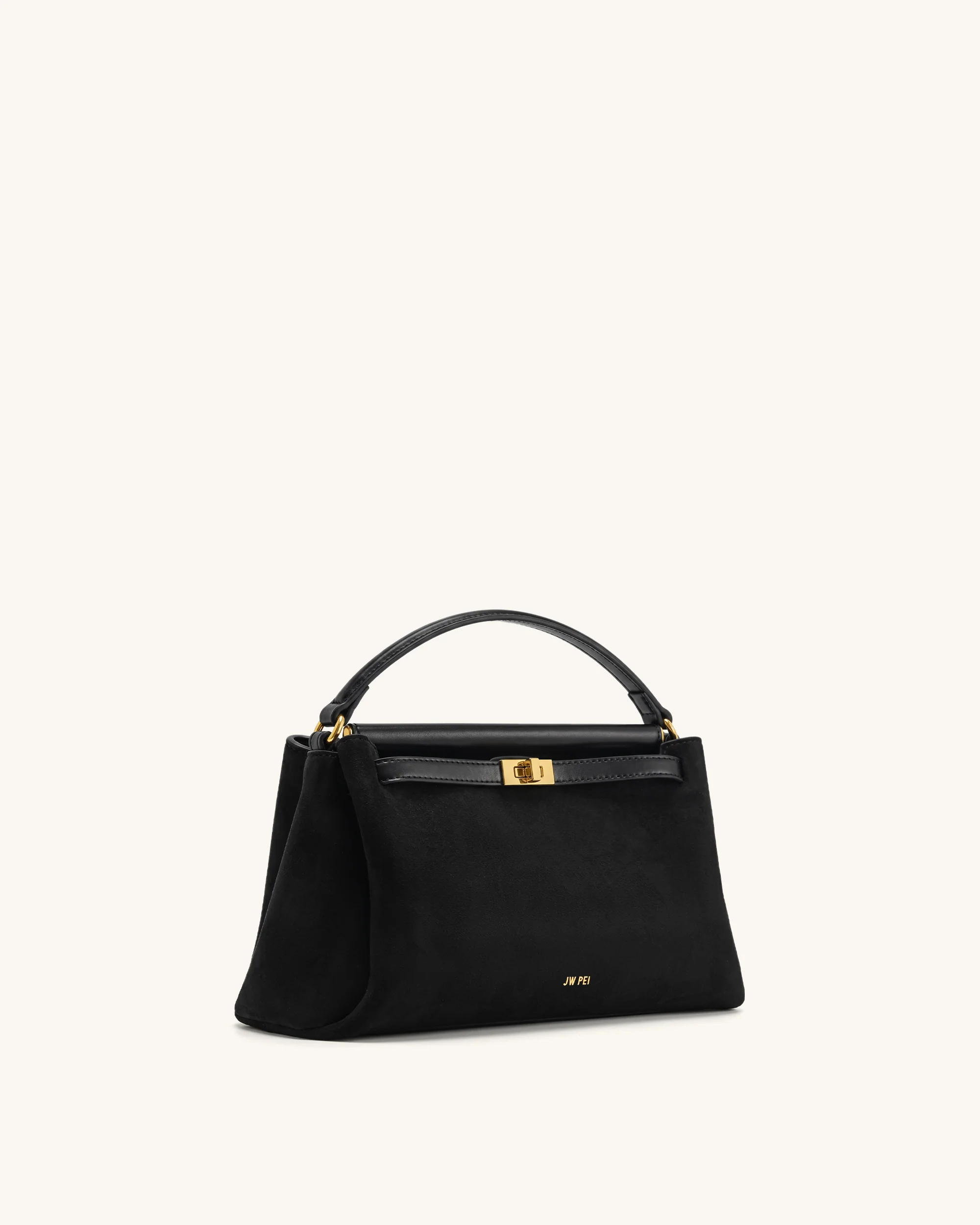 Carmen Faux Suede Top Handle Bag - Black - Image 2