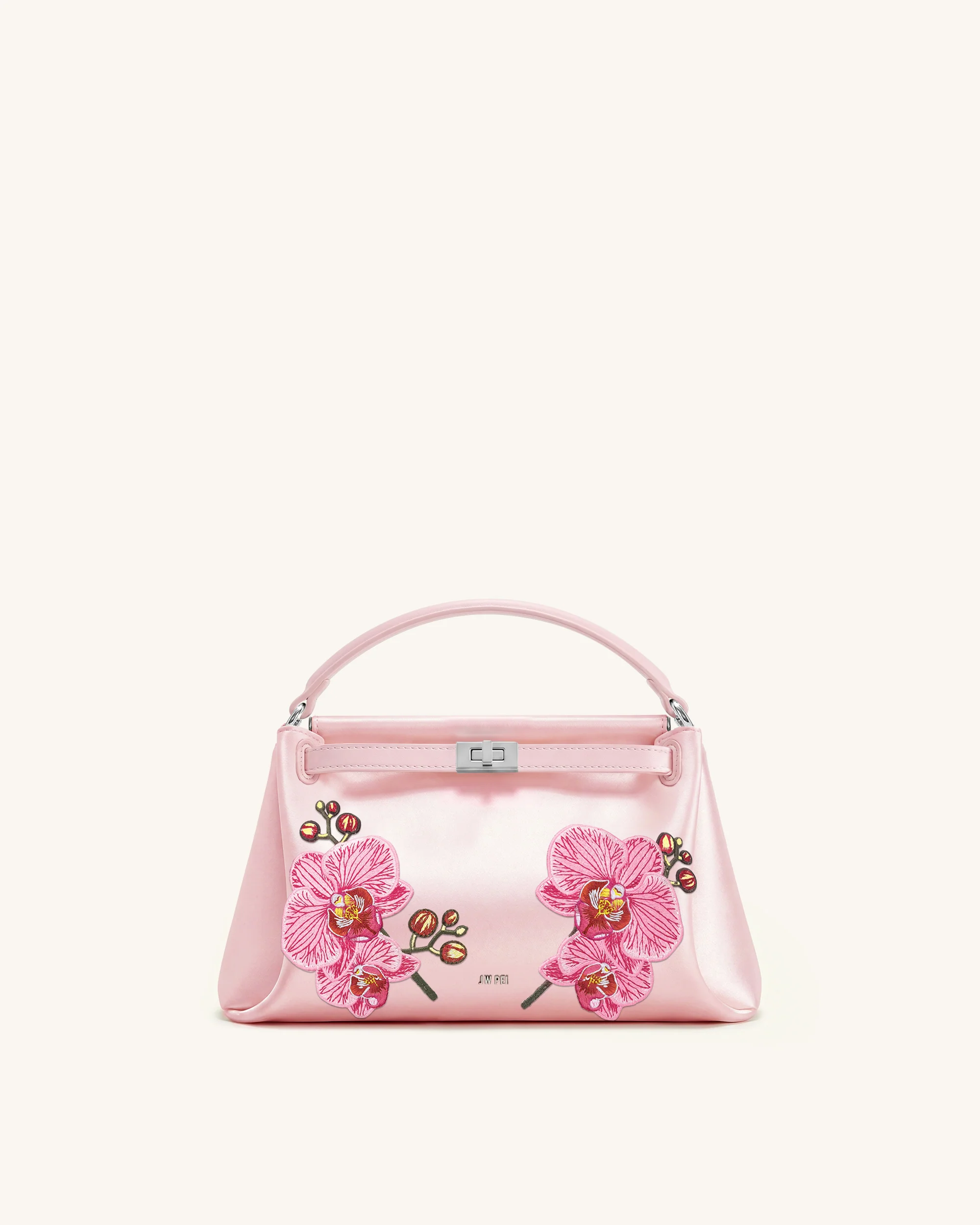 Carmen Phalaenopsis Orchid Embroidery Top Handle Bag - Roland Pink