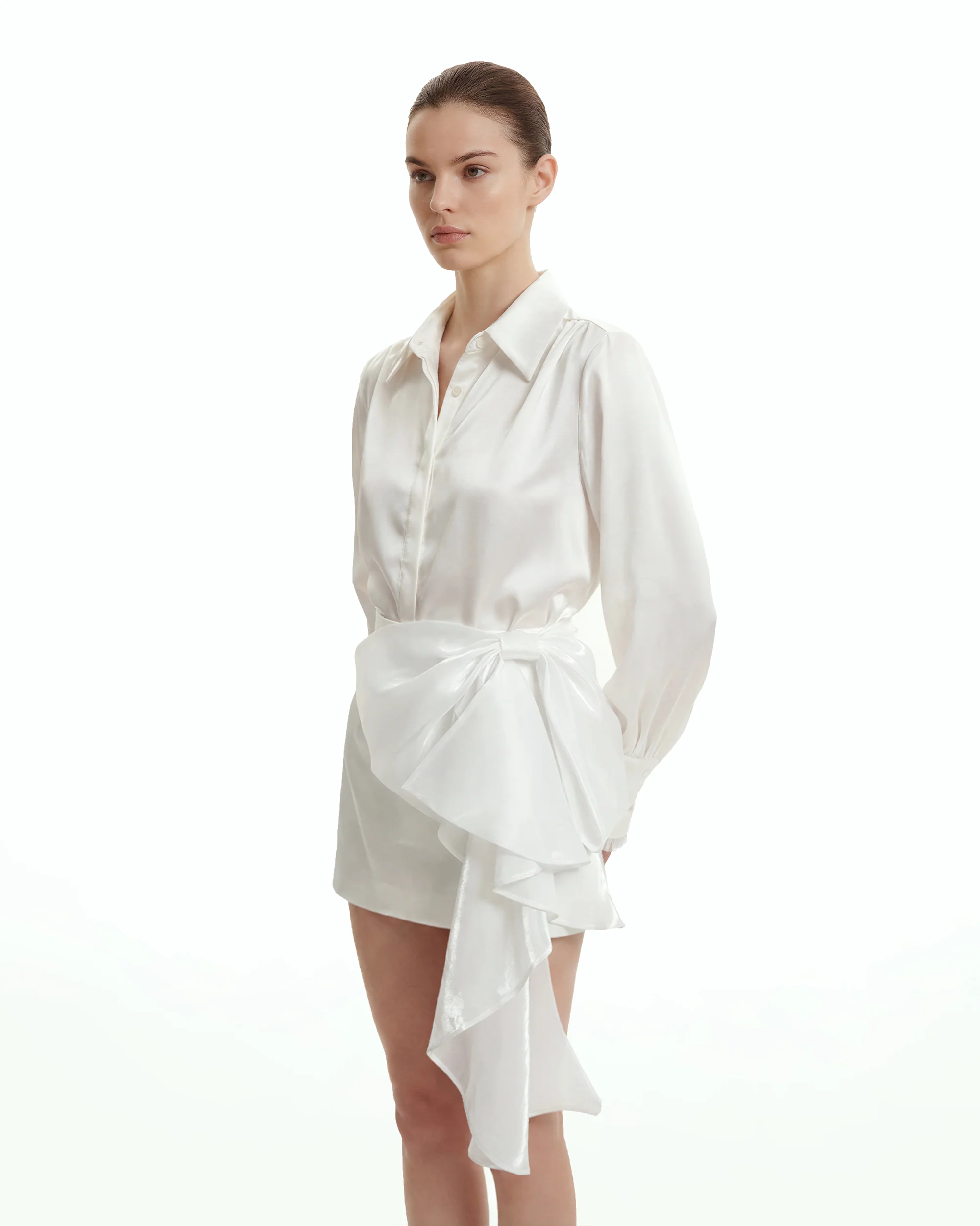 Cascading Bow Mini Skirt - White - Image 3