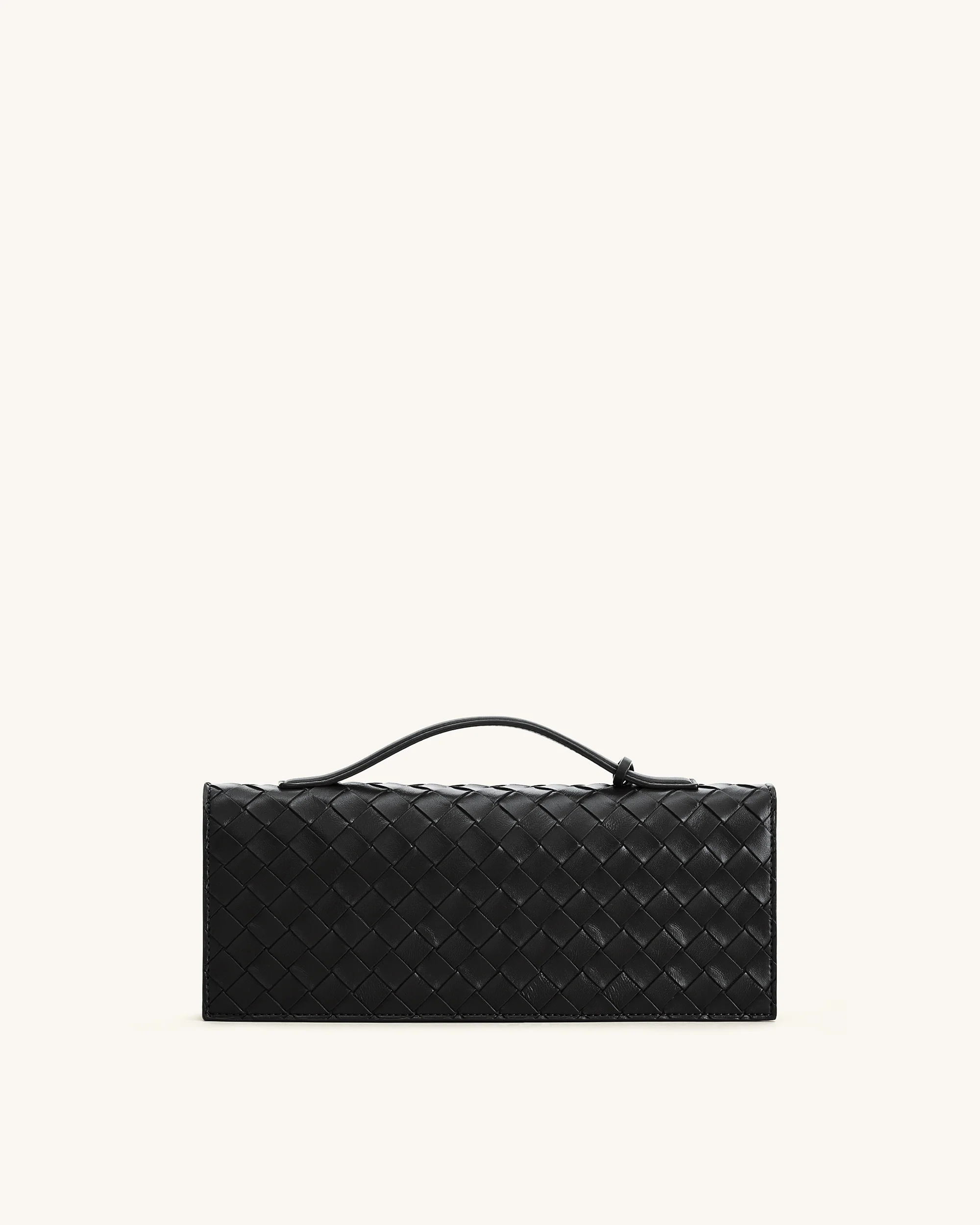 Celeste Woven Textured Envelope Top Handle Bag - Black - Image 3