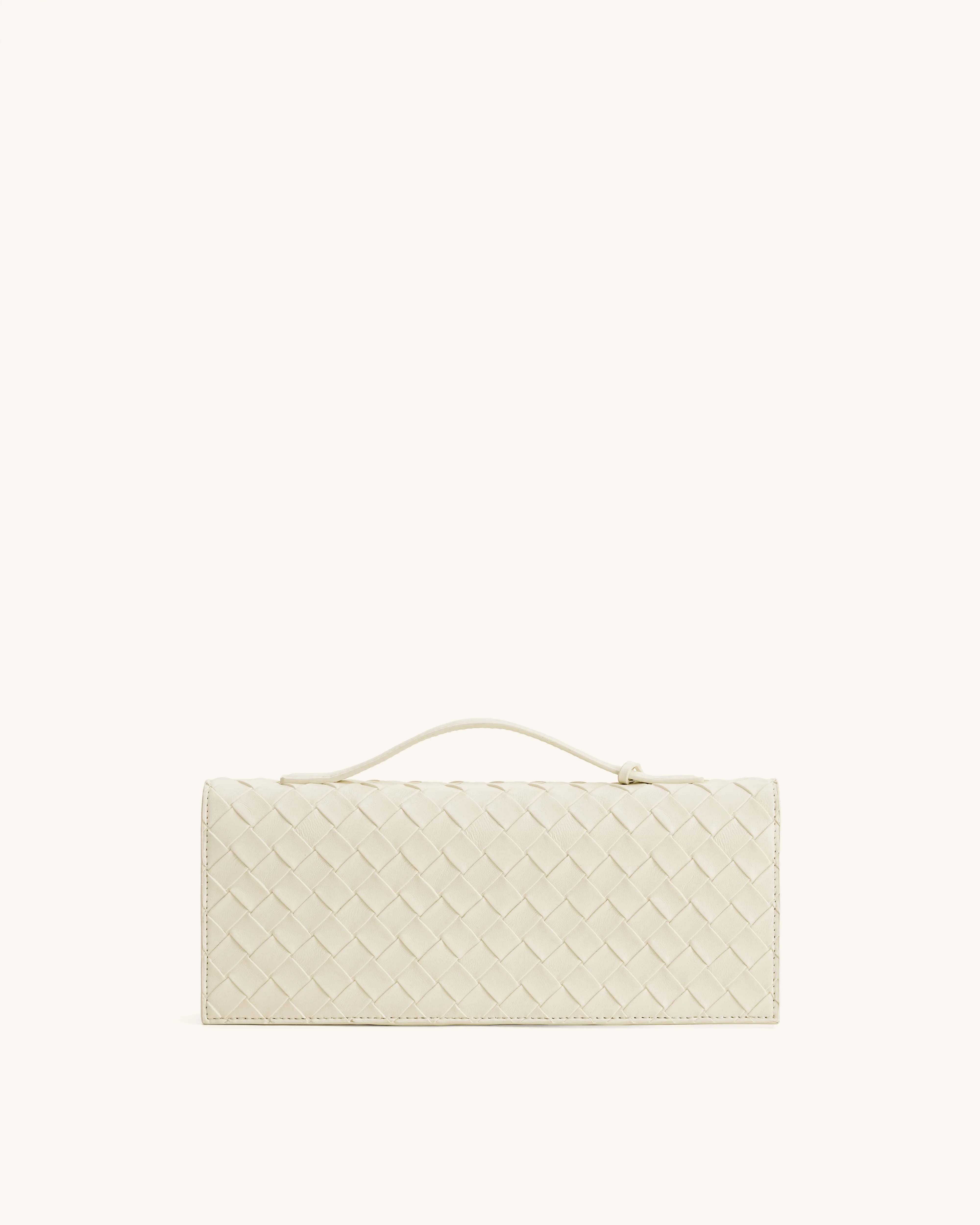 Celeste Woven Textured Envelope Top Handle Bag - Ivory - Image 3