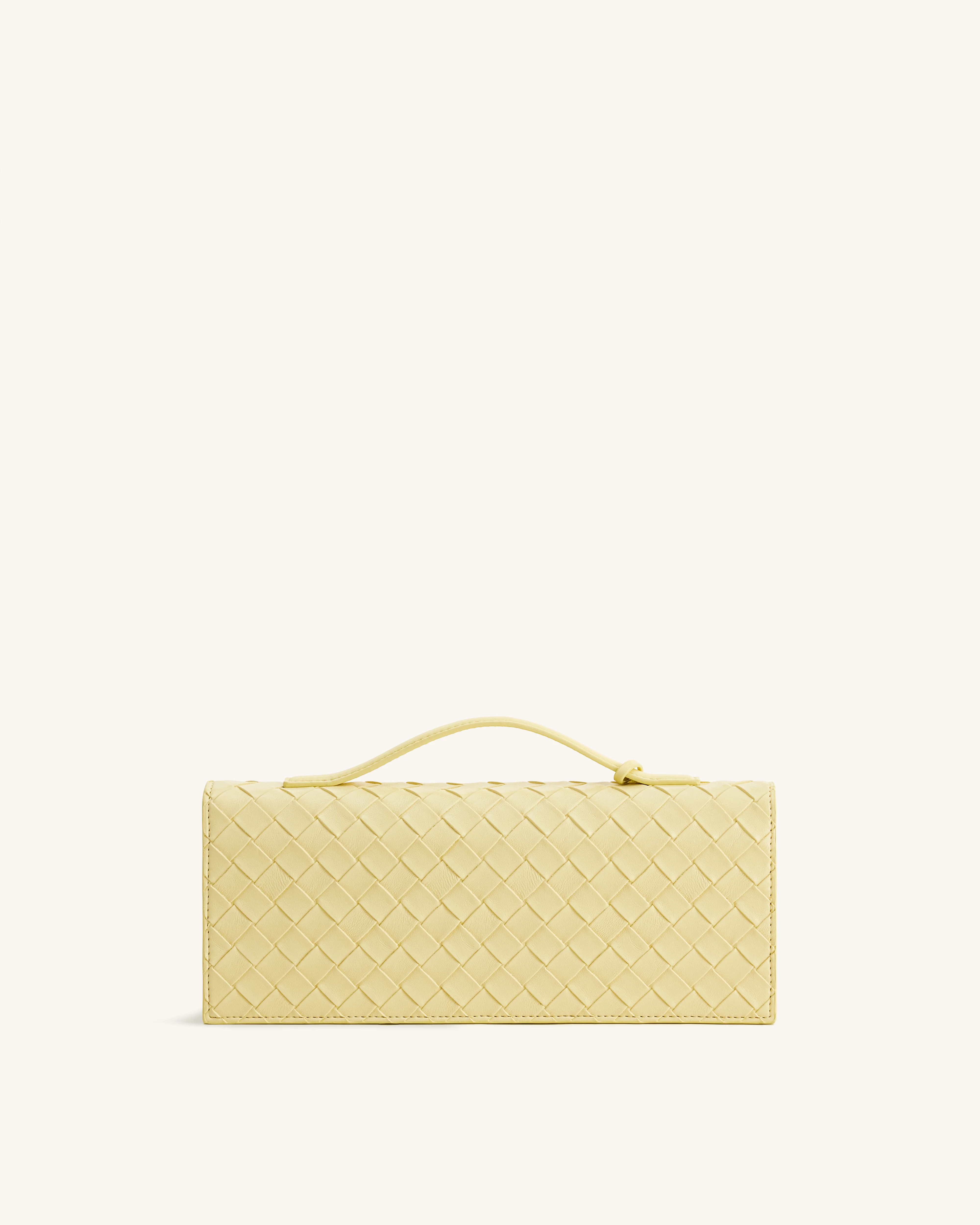 Celeste Woven Textured Envelope Top Handle Bag - Yellow - Image 3
