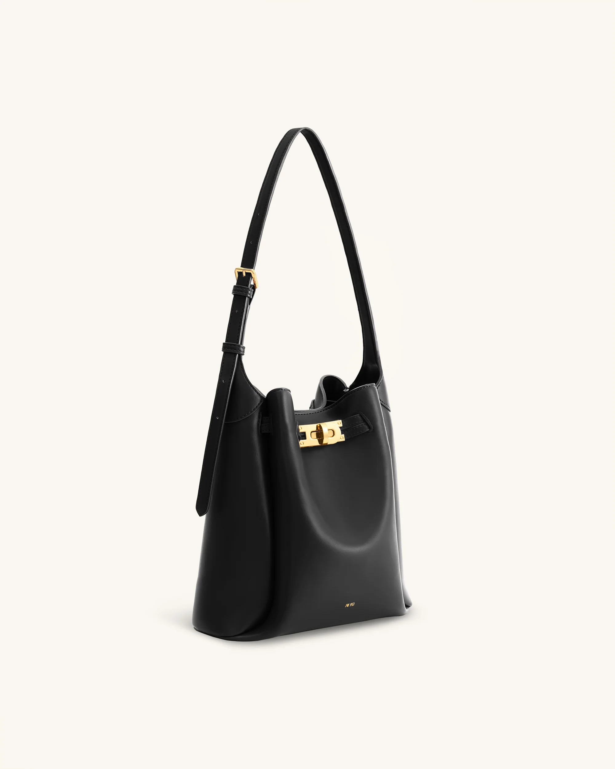 Charlene Double Buckle Hobo Bag - Black - Image 3