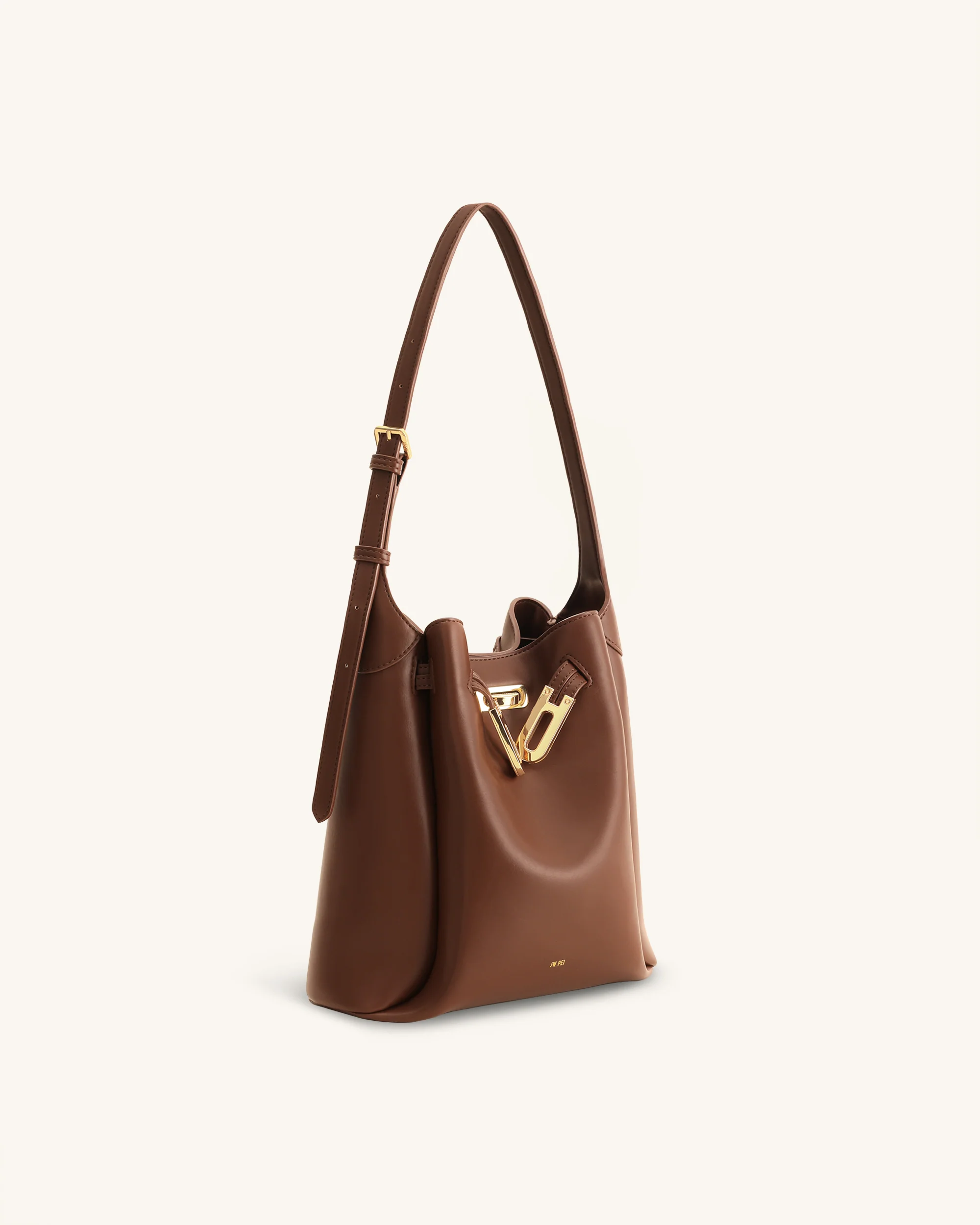 Charlene Double Buckle Hobo Bag - Brown - Image 2