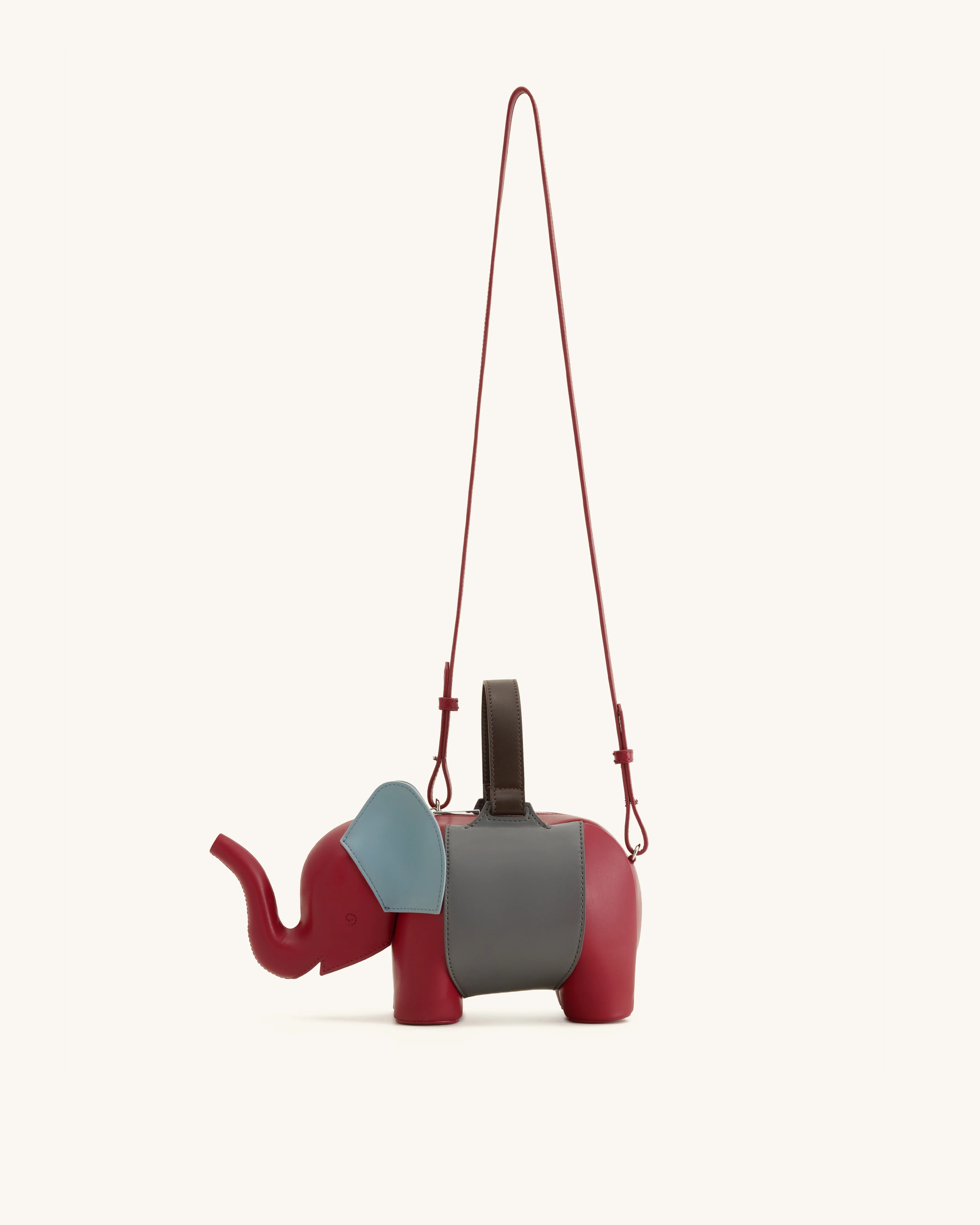 Claire Elephant Shaped Handbag - Red/Dark Gray - Image 2