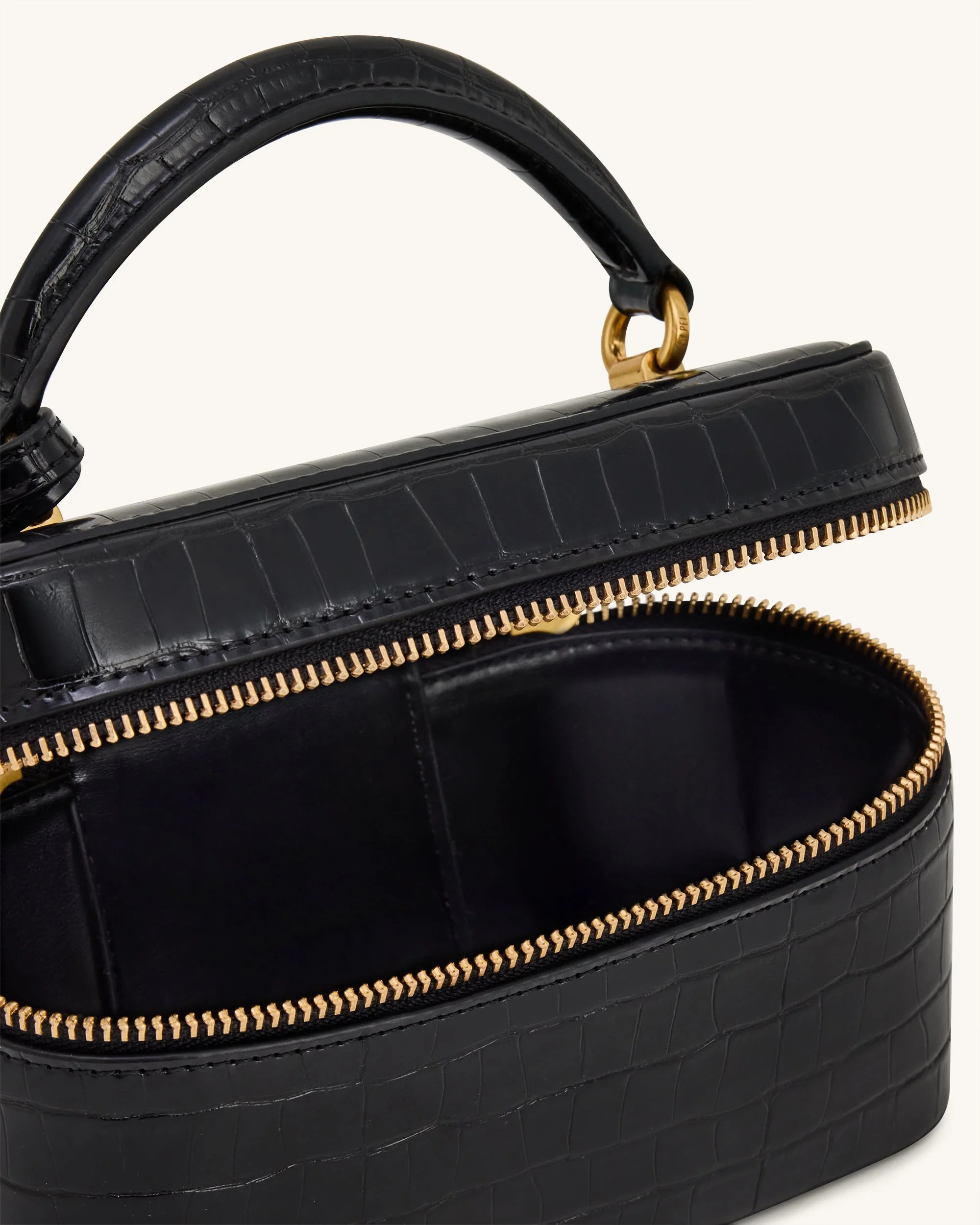 Cleo Box Shape Top Handle Bag - Black Croc - Image 5