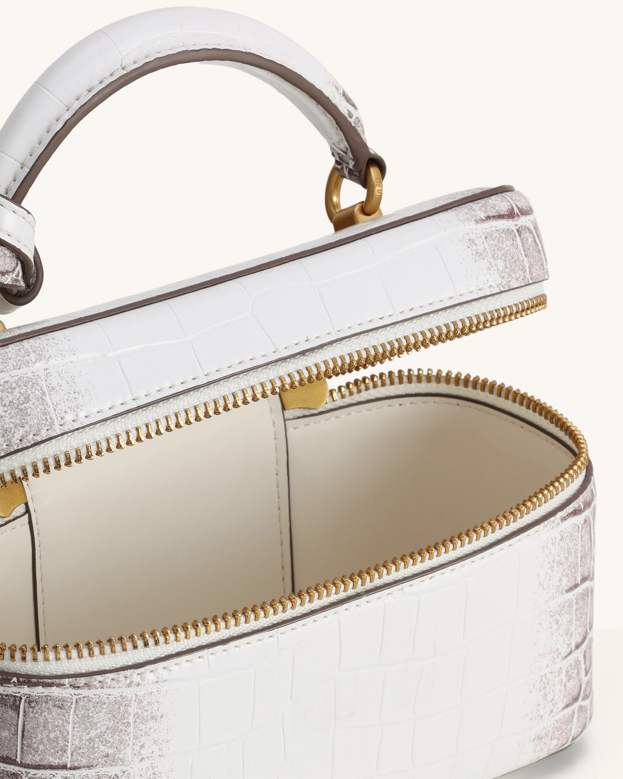 Cleo Box Shape Top Handle Bag - White Croc - Image 4