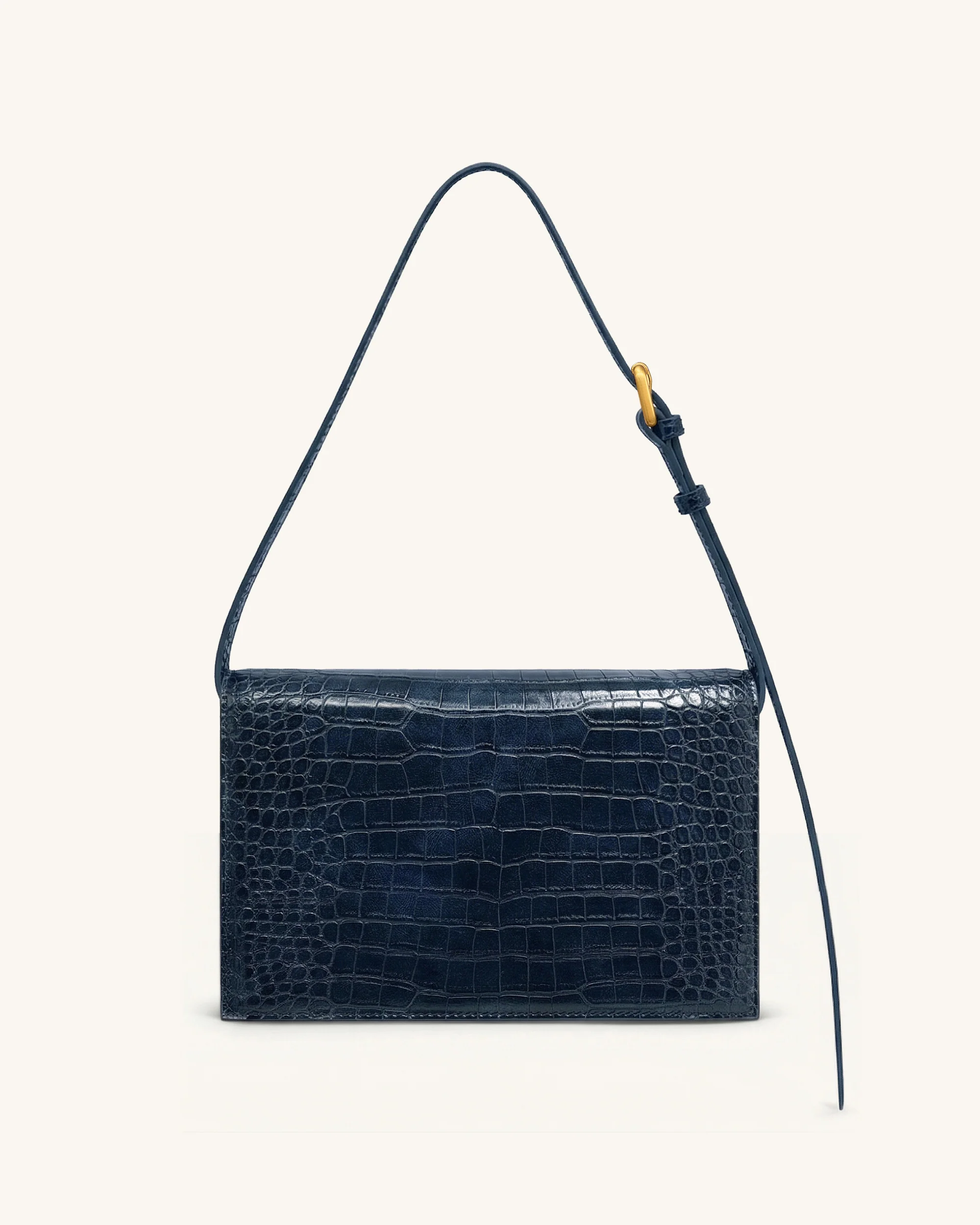 Clio Envelope Crossbody Bag - Navy Croc - Image 3