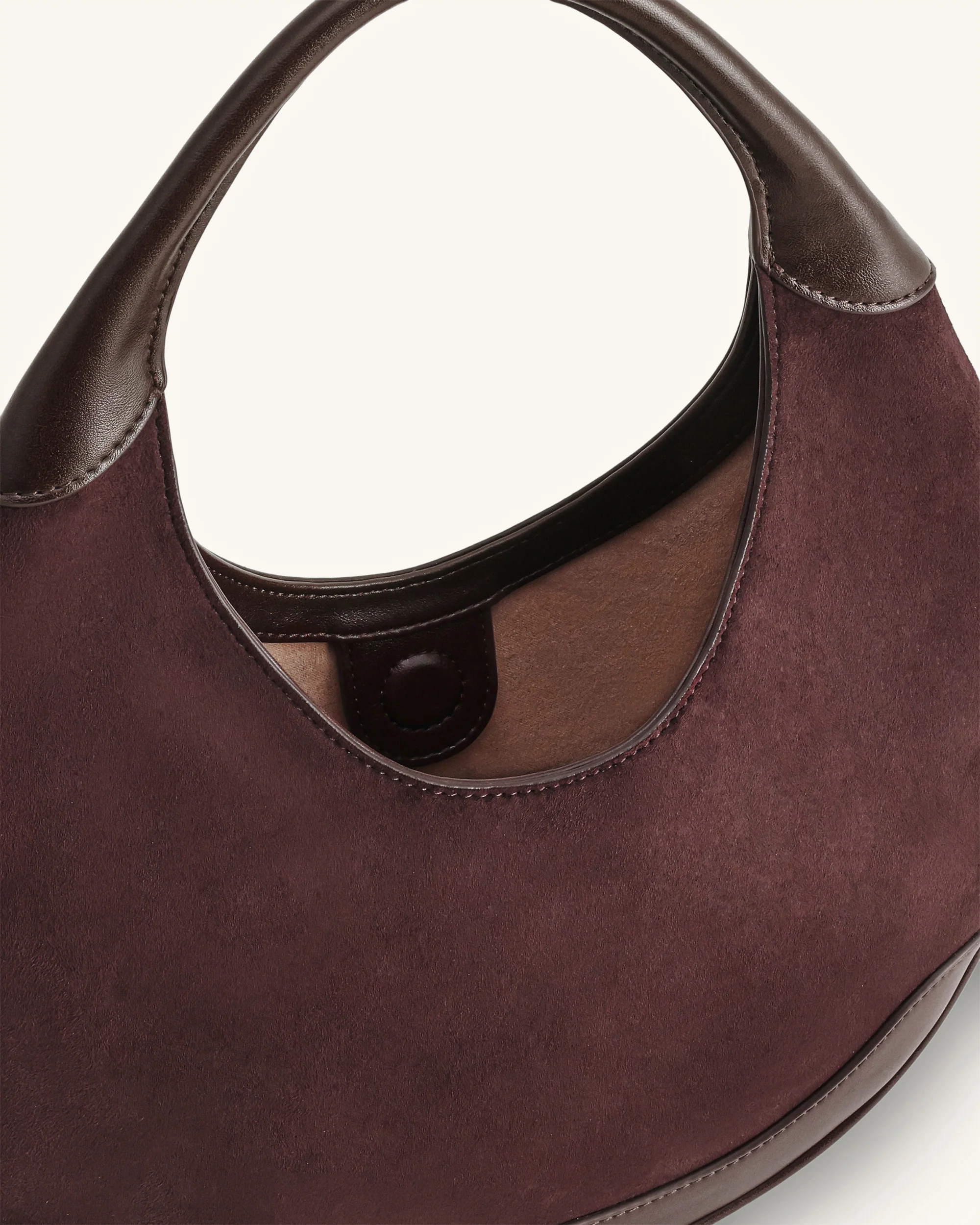 Colette Faux Suede Crescent Hobo Bag - Dark Brown - Image 5