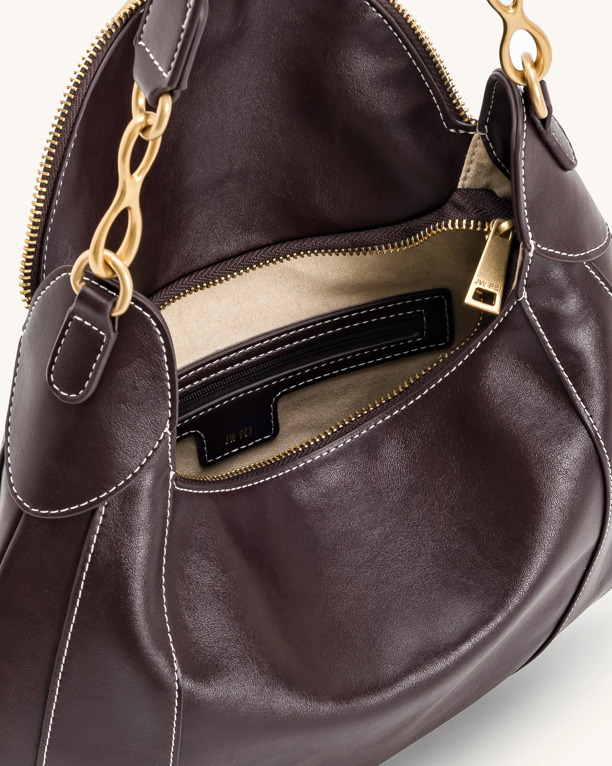 Daria Metal Pendant Embellished Shoulder Bag - Dark Brown - Image 4